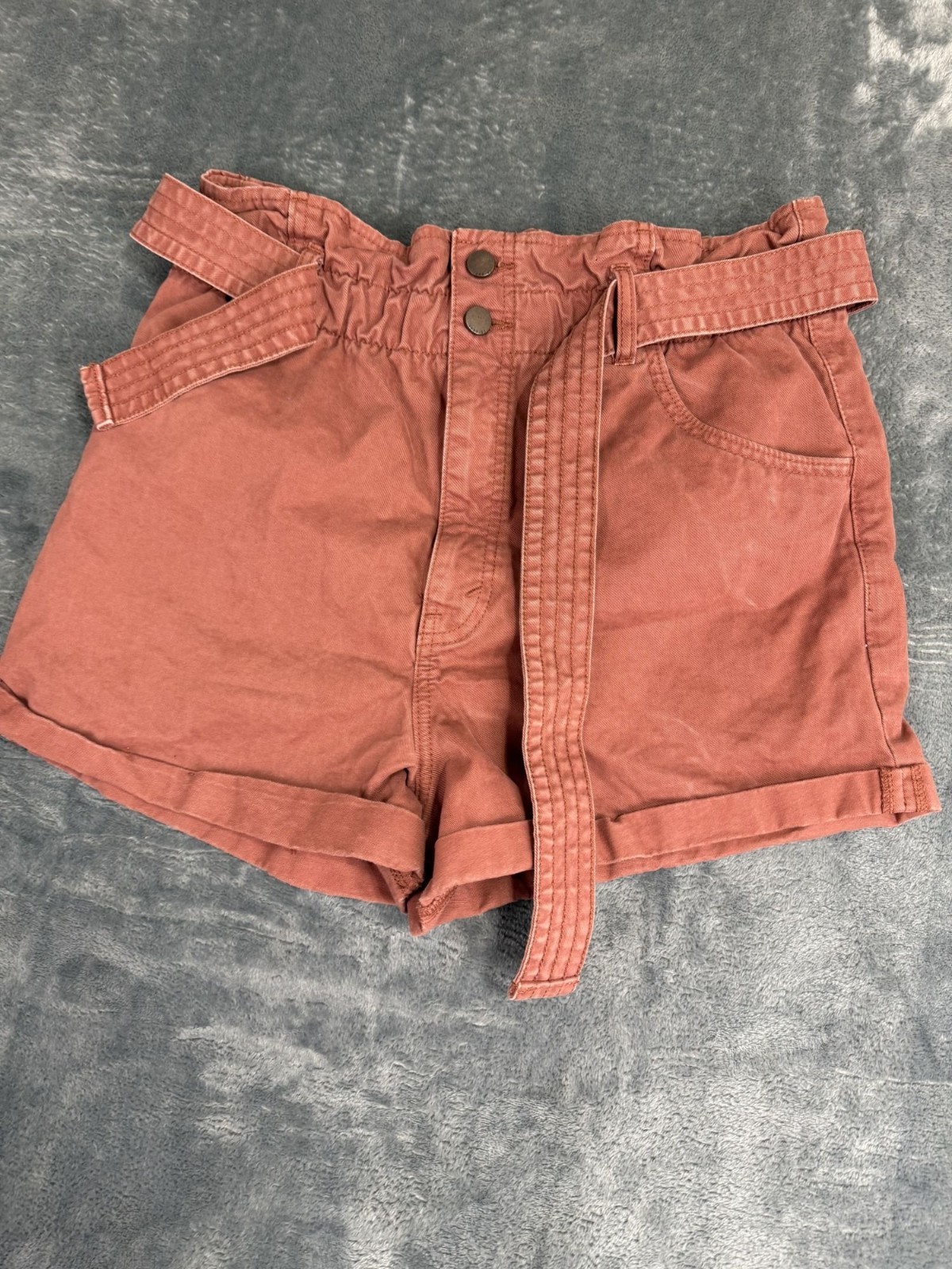 Abercrombie & Fitch Womens Rust Paperbag Belted Shorts Size M