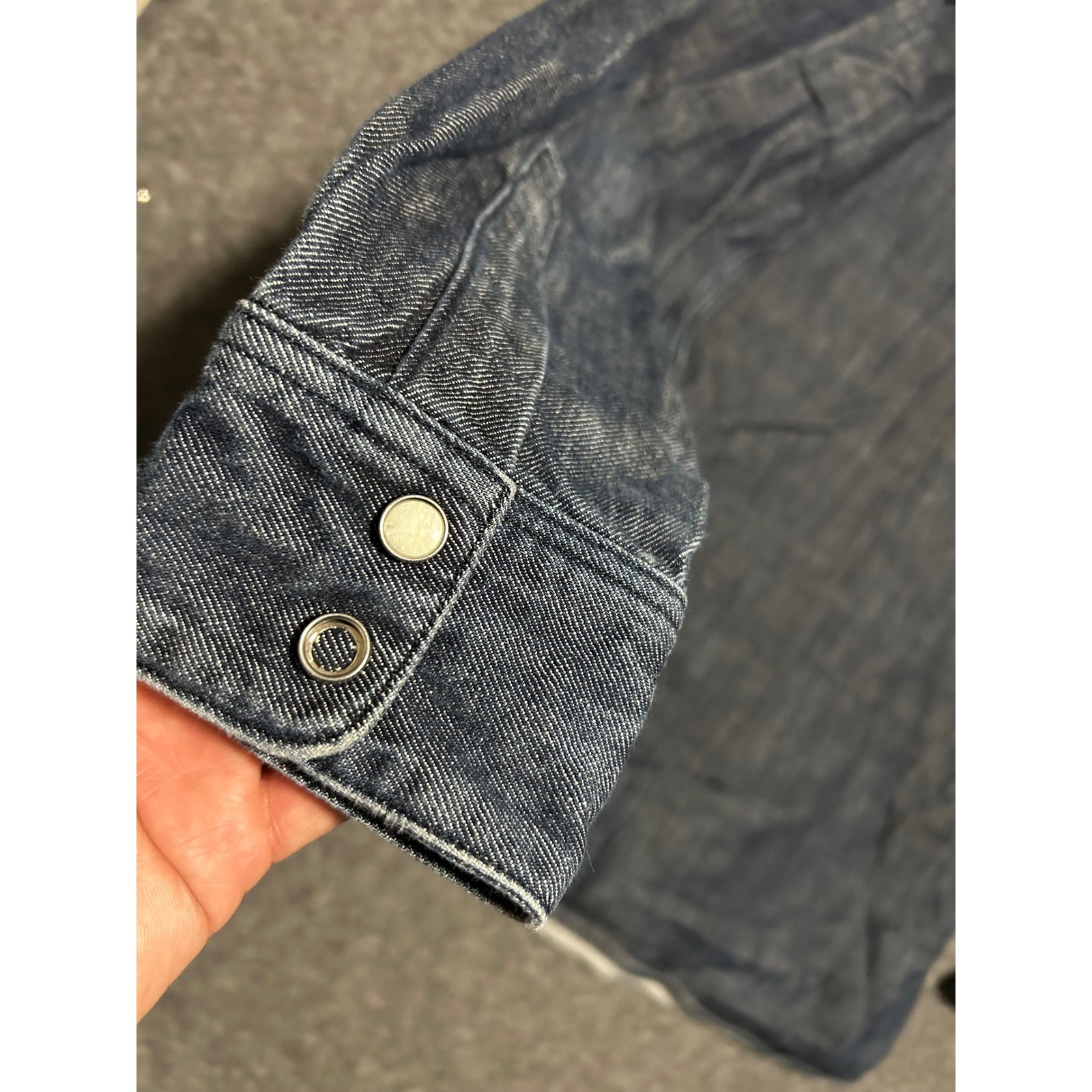 Gustin pearl snap denim shirt mens blue made in usa medium cotton western
