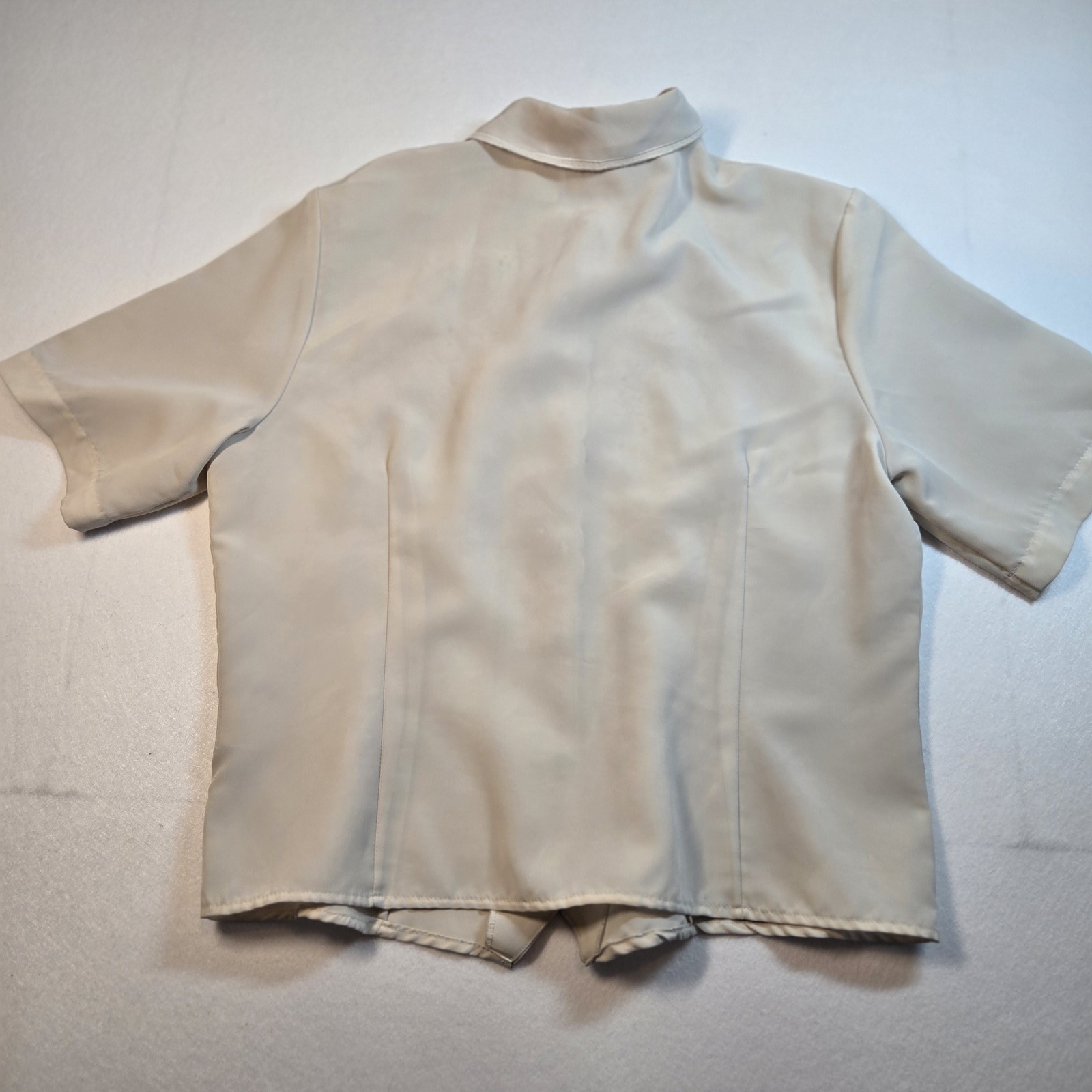 Vintage Embroidered Short Sleeve Blouse with Lace Detail