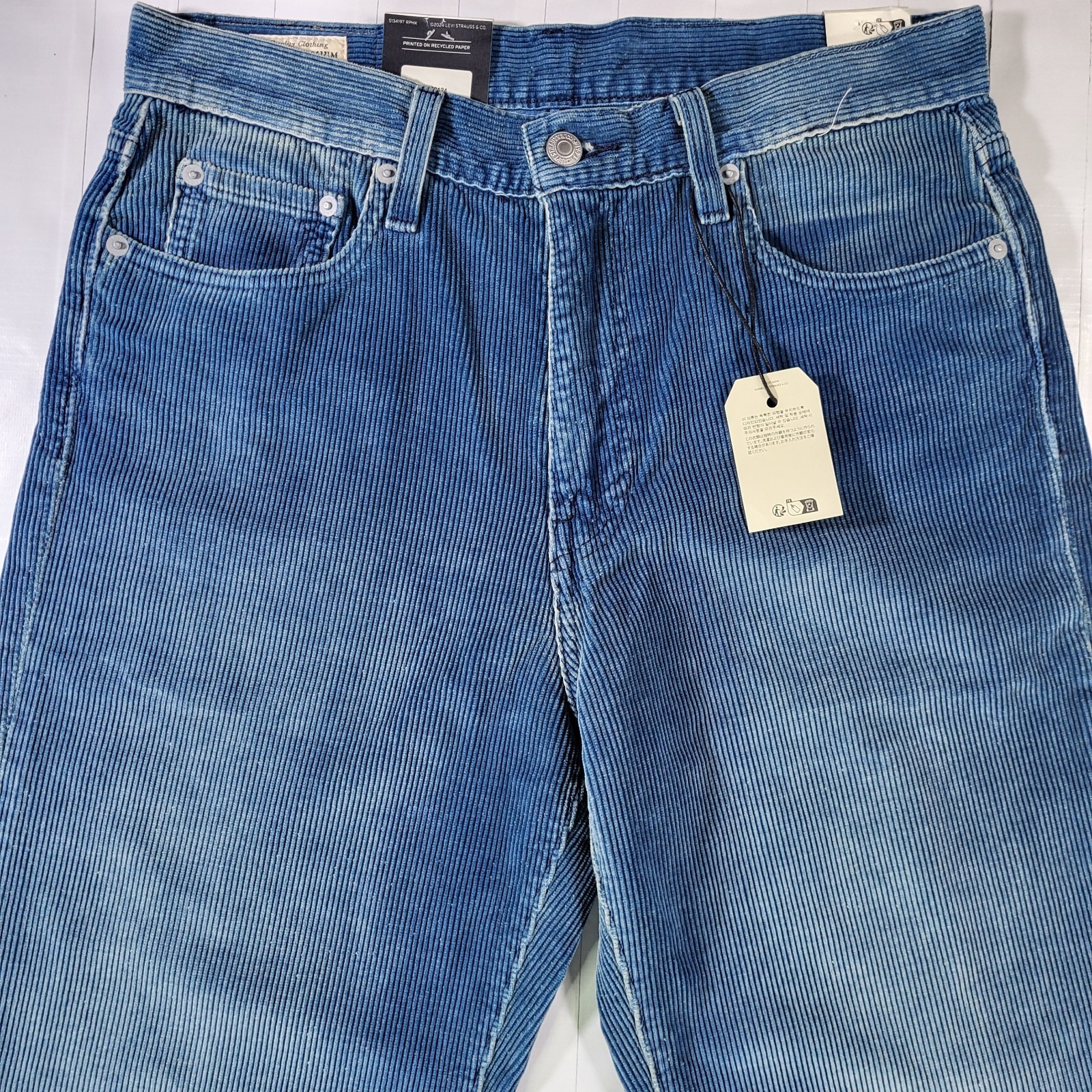 Levis Premium 568 Corduroy Jeans 30×34 New Loose Straight Men’s Blue New W Tags