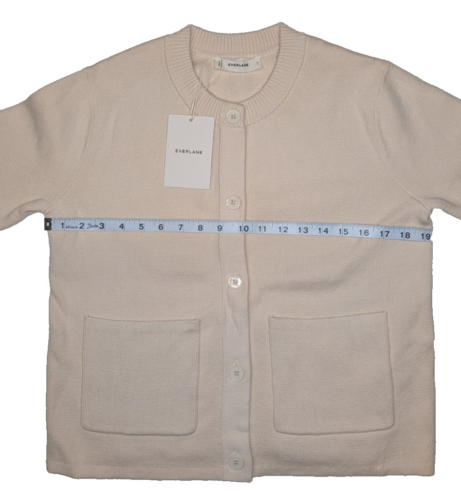 Everlane The Crew Cardigan in Everyday Cotton Women’s Sweater S Beige NWT