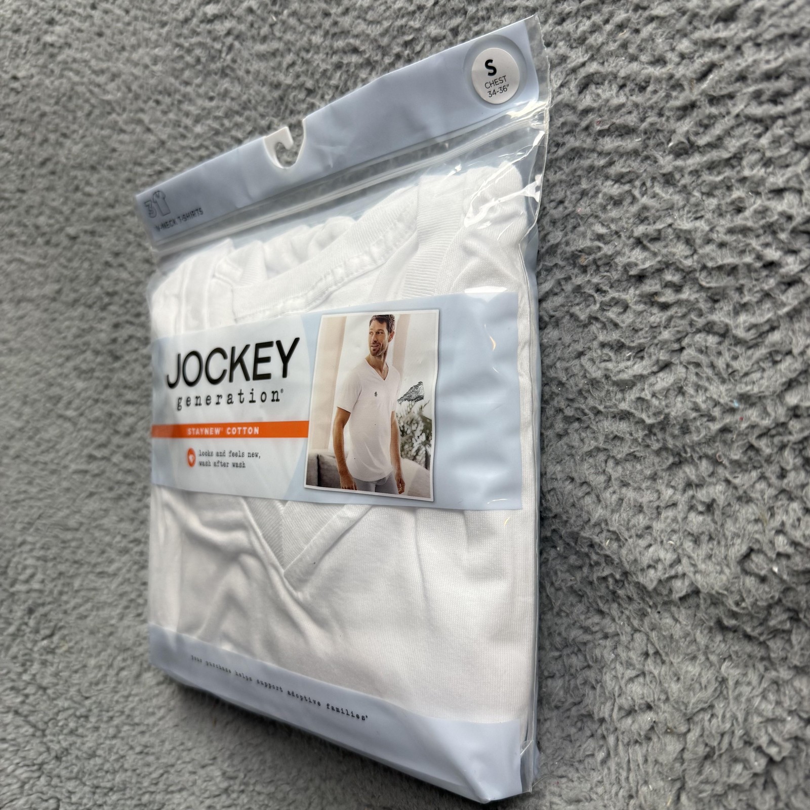 Jockey Generation Shirt Mens Small S 34-36 White 3 Pack V-Neck StayNew Cotton