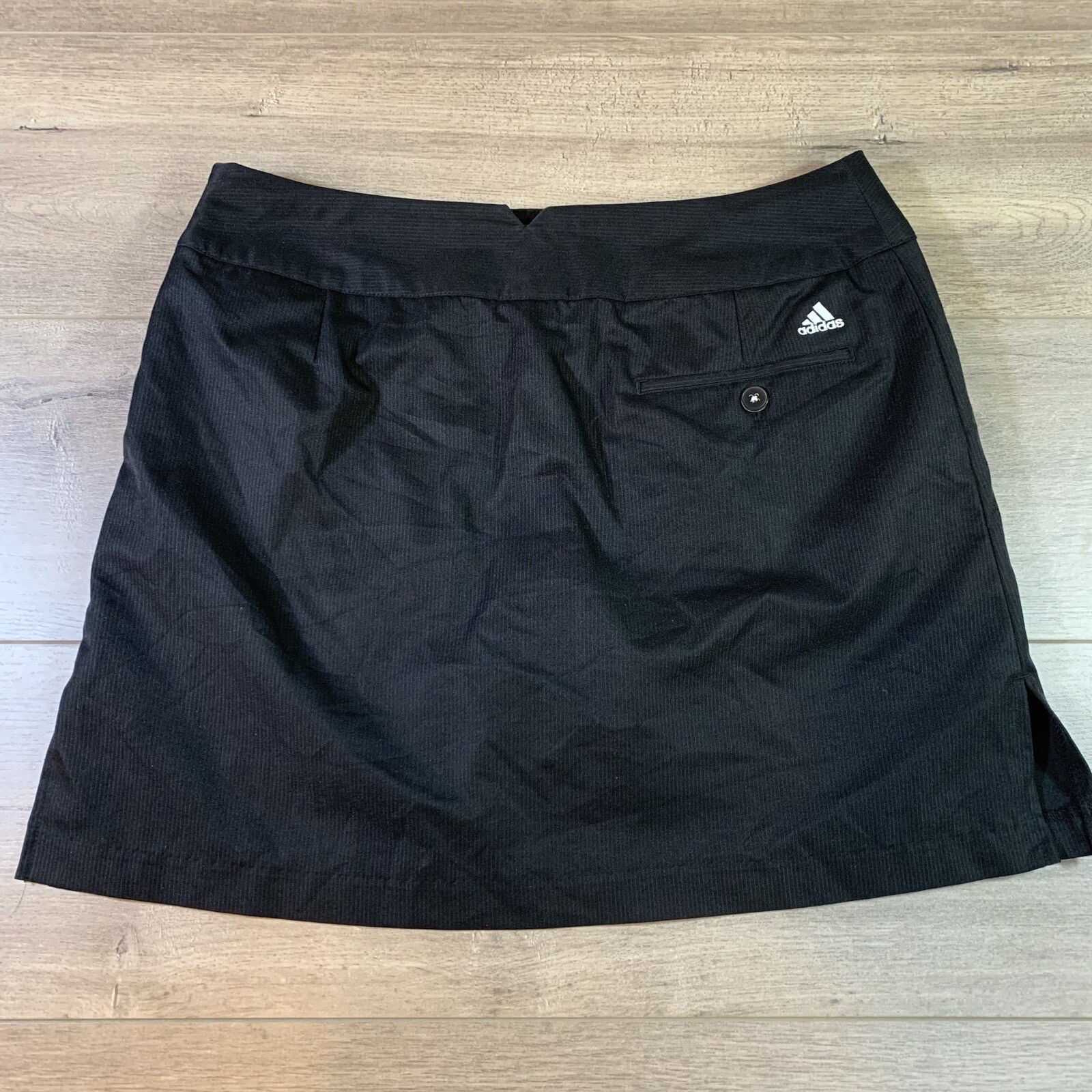 Adidas Golf Tennis ClimaCool Black Pinstripe Skort Skirt Women’s 6 Pockets