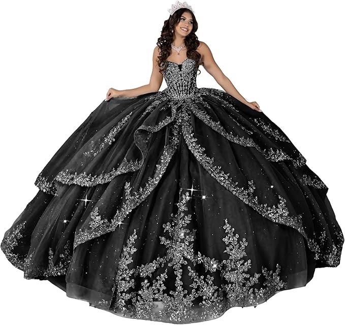 ‌Lace Appliques Quinceanera Dresses with Train Tulle Tassel Vestido De 15 Aos