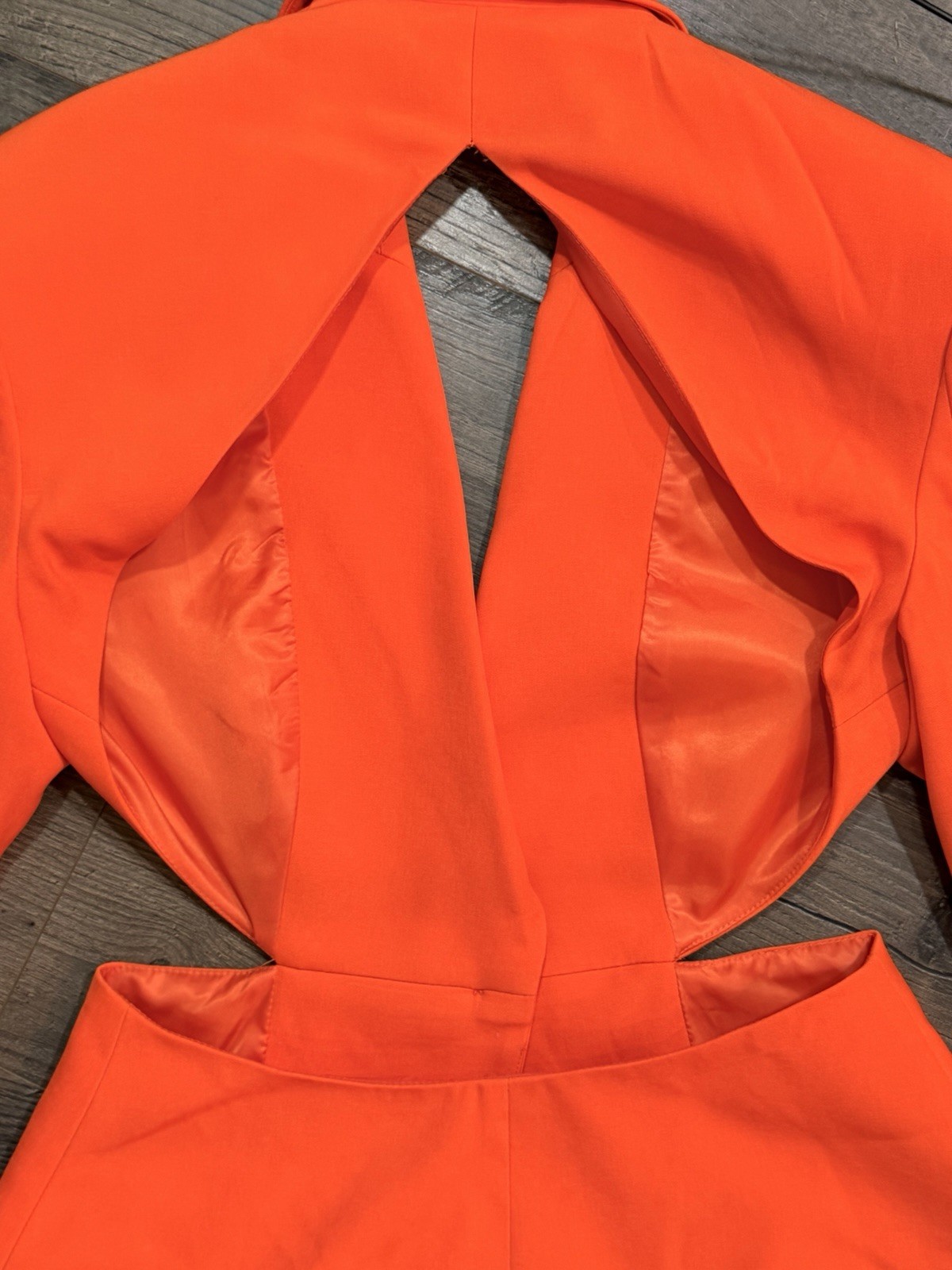 NA-KD Neon Orange Cutout Blazer Open Back Single Button Jacket Blazer Women’s 36