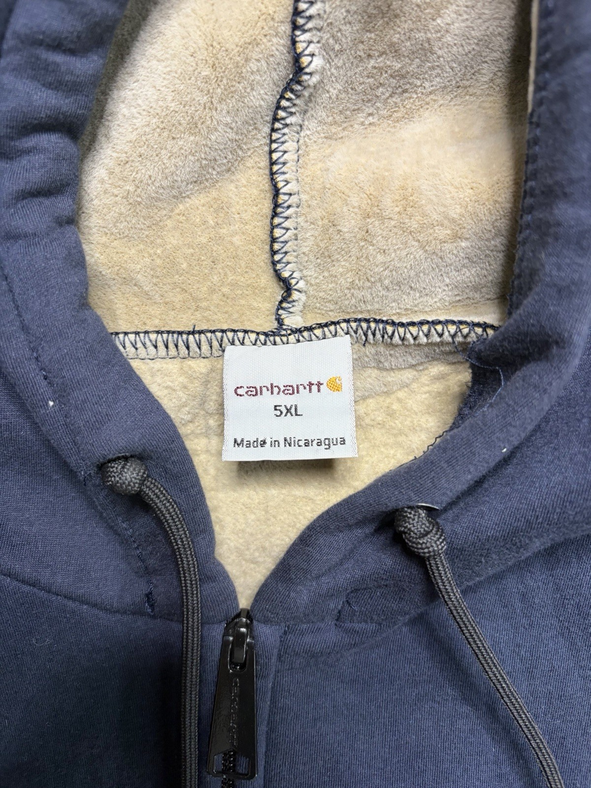 Carhartt Men’s 5XL Big & Tall Blue Solid Full Zip Fleece Hoodie Pockets