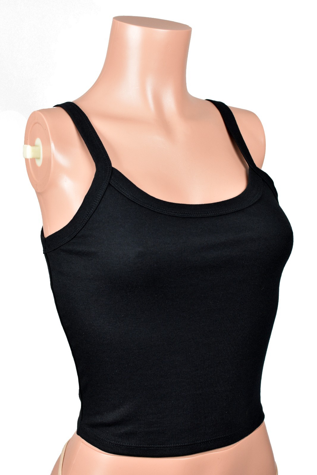 Black Lace-Up Back Grommet Cropped Tank Top S M L XL 2X corset lacing metal goth