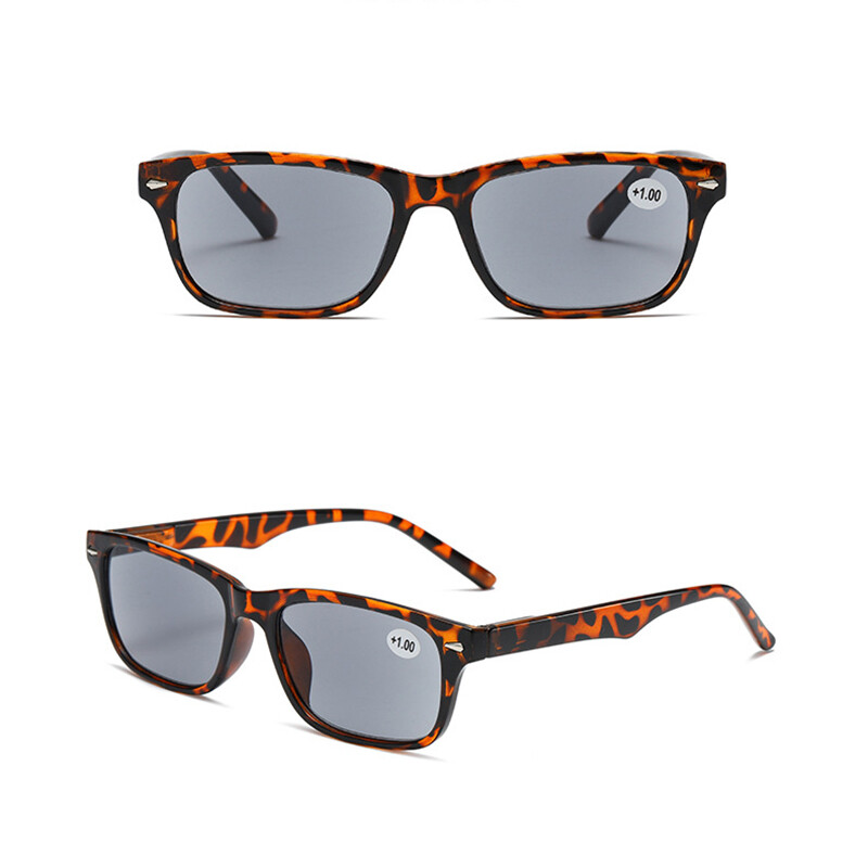 Men Women Tinted Reading Glasses Classic Outdoor Square Grey lenses Sunglasses