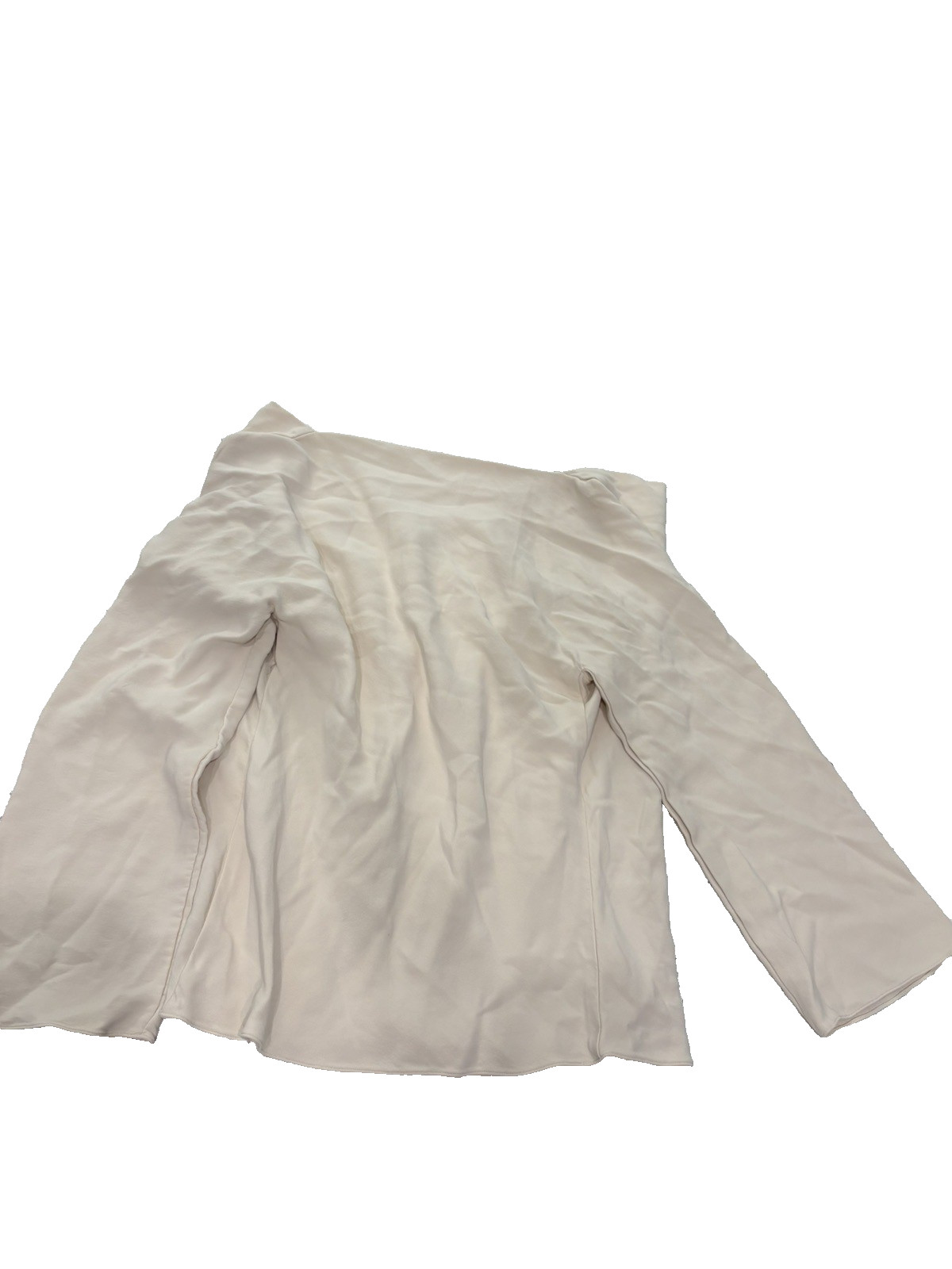 THE ROW Medium Ivory Off White Draped Silk Long Sleeve Top