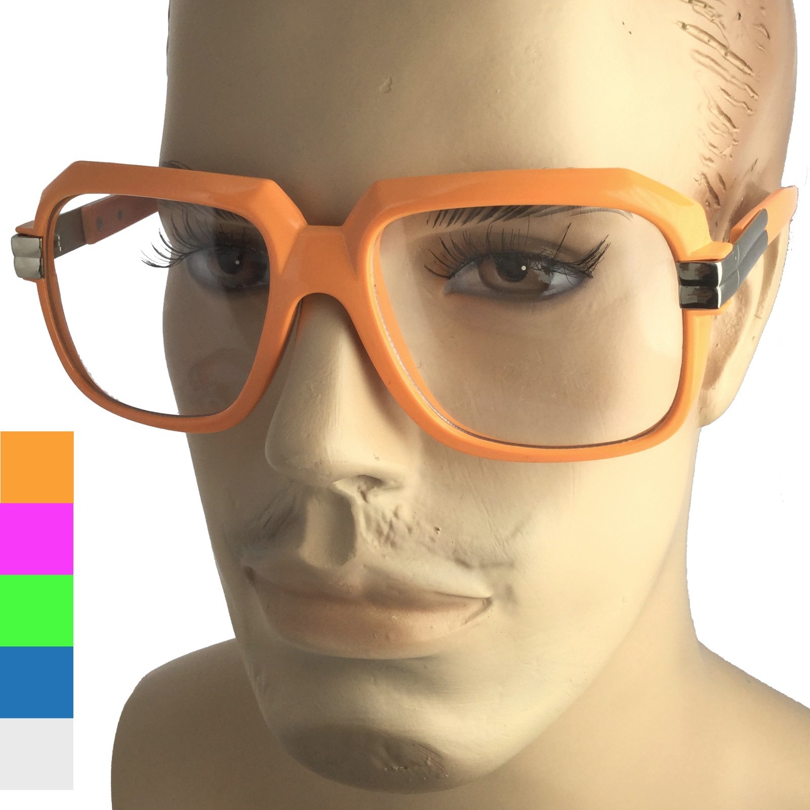 90s Old School Rapper Glasses 1980’s Run DMC Fashion Eyewear Neon Clear Lens