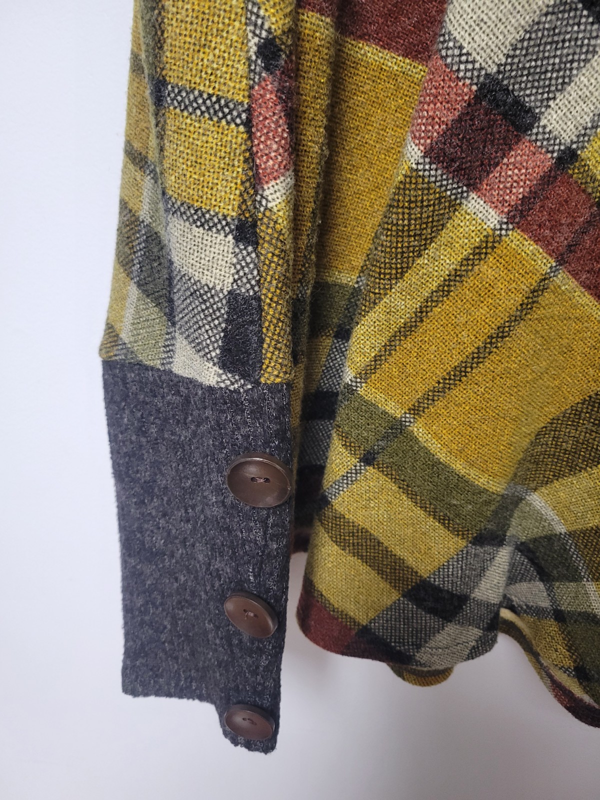 Chris and Carol Plaid Pancho Sweater Size S Cowl Neck Pullover