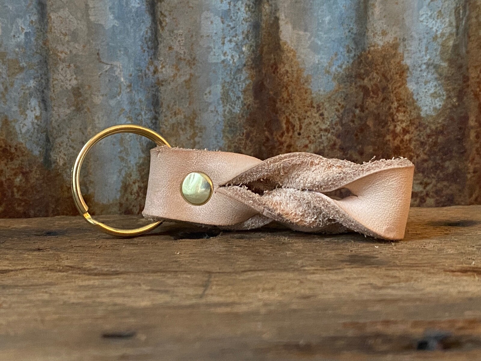 Natural Veg Tanned Leather Keychain with your choice of hardware FREE SHIPPING!!