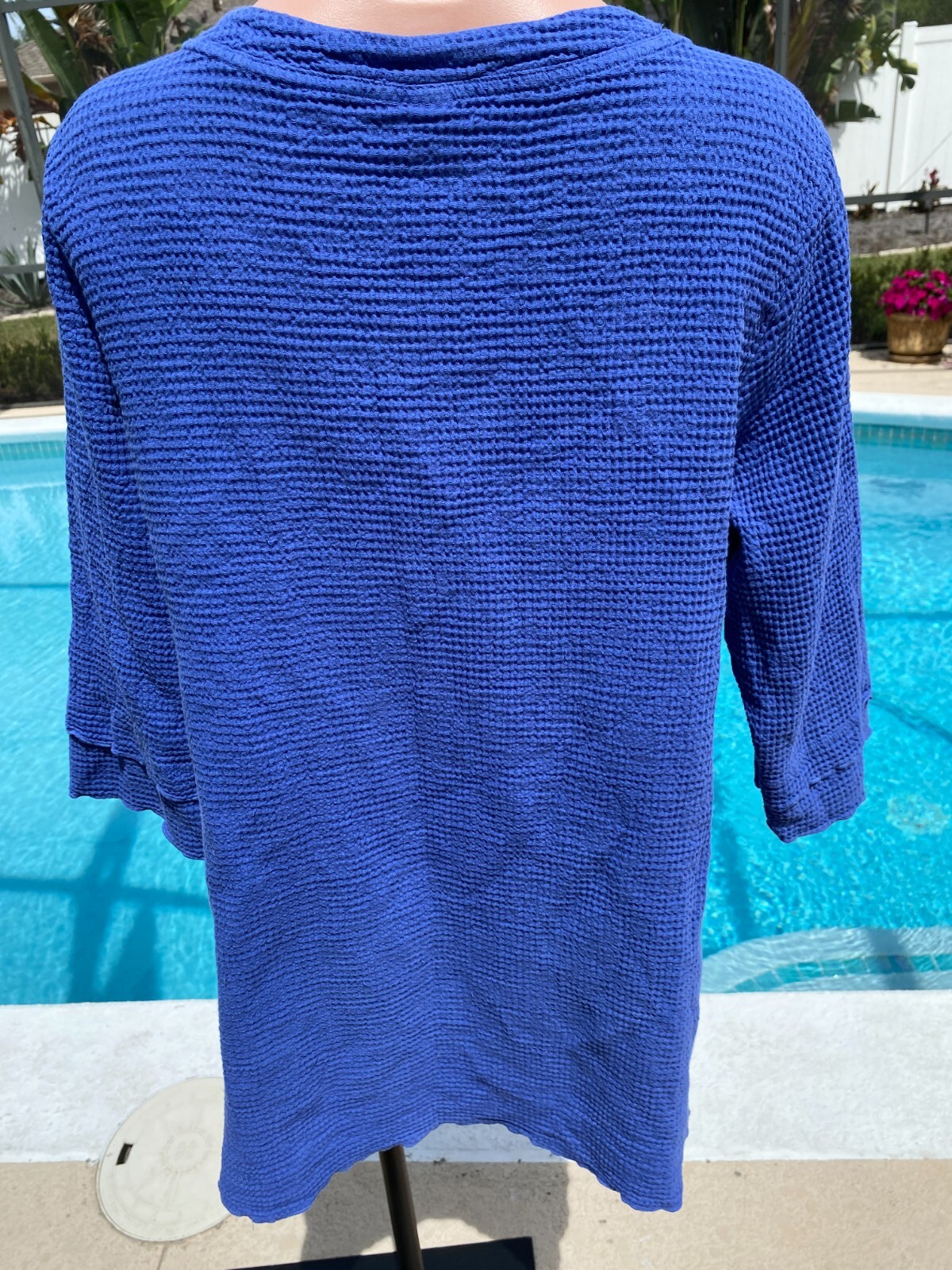 Focus Casual Life Waffle Textured Tunic Layered Top Womens Blouse L Large