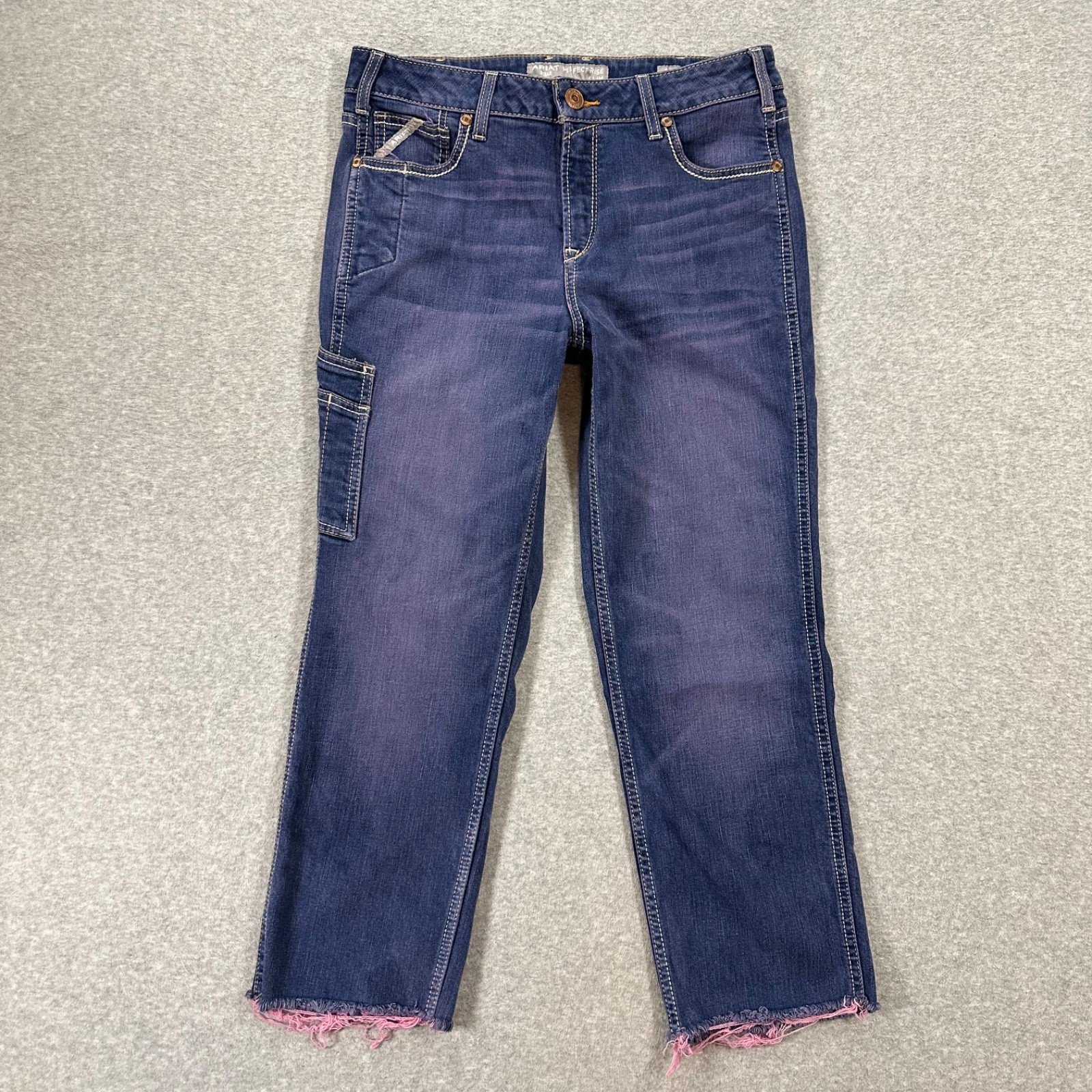 Ariat Jeans Women’s 31R Perfect Rise Rebar Slim Stretch Denim Purple Raw Hem