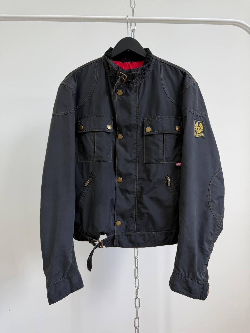 Belstaff Racemaster Gold Label Mens Nylon Biker Jacket Black Size M Made in Ital