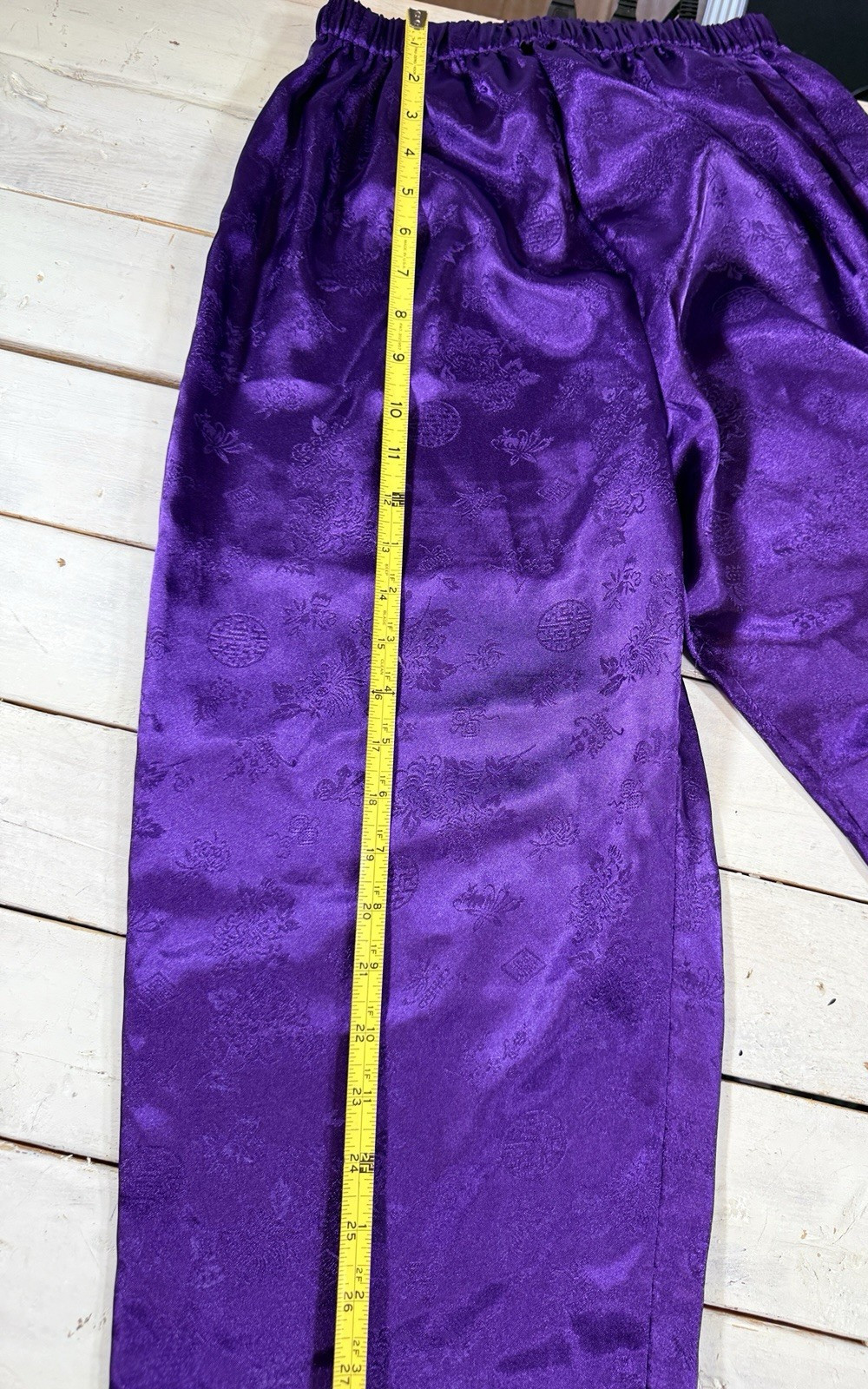 VTG Lord & Taylor Bottoms Pants Sz S Purple Asian Fashion Qipao Modern Satin