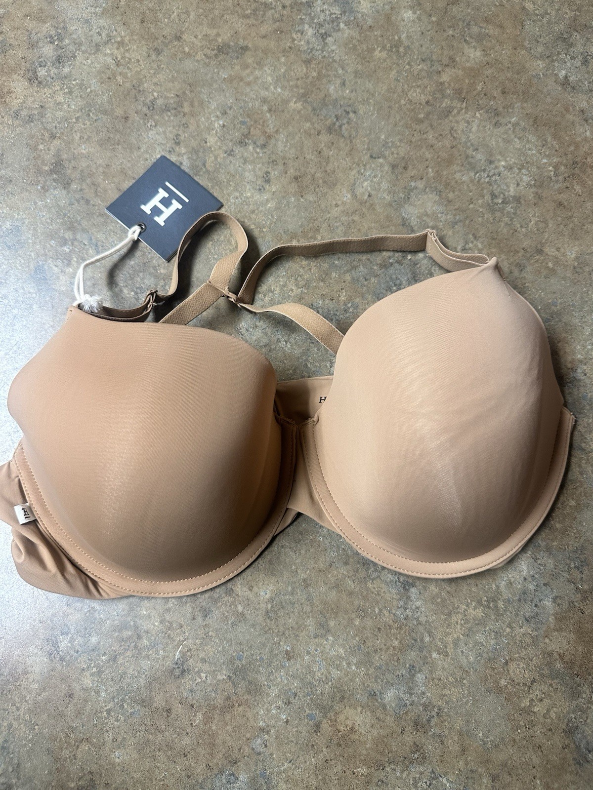 Harper Wilde Base T-Shirt Bra 40C Beige Solid Underwired Hook & Eye Adjustable