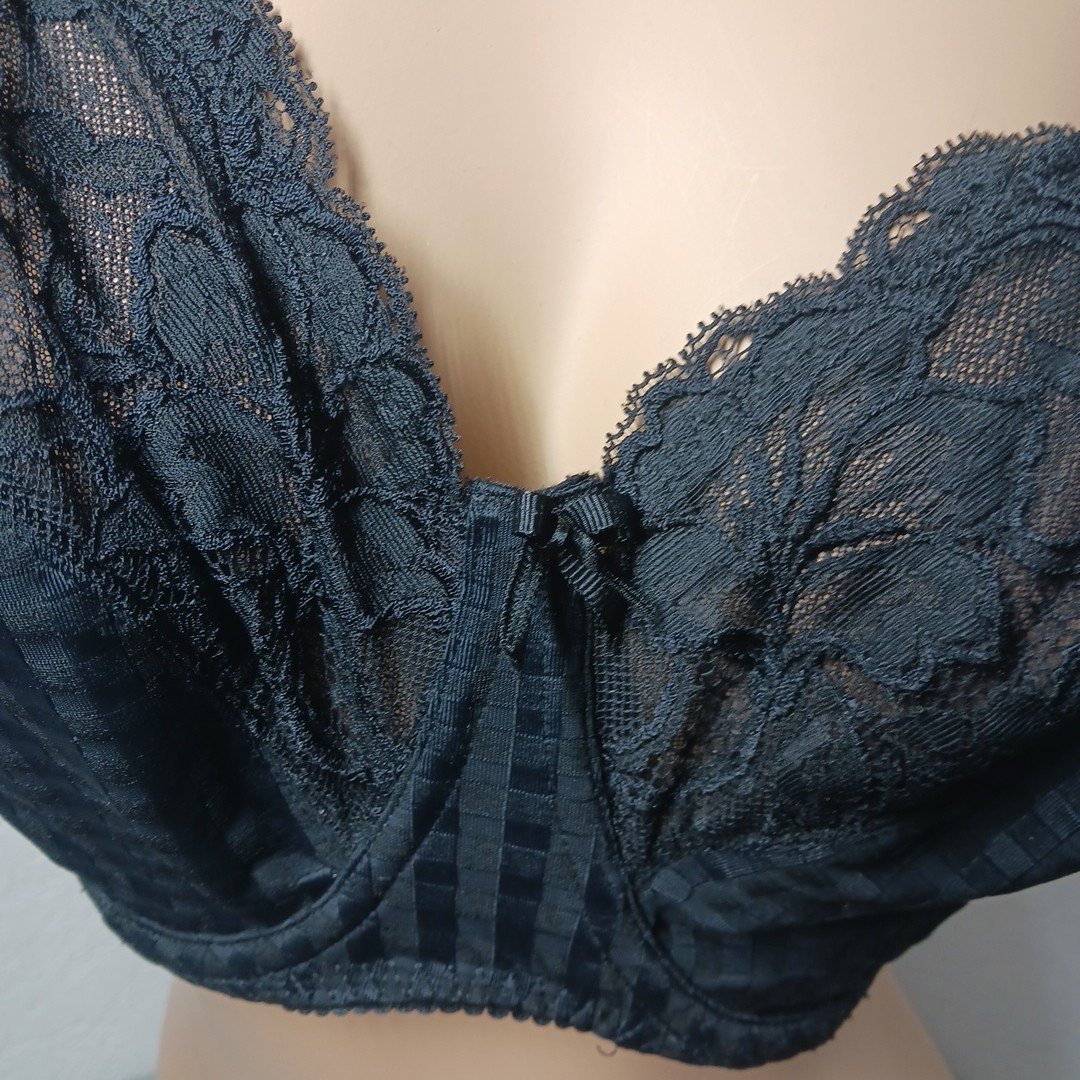 NWT Prima Donna Madison Side Support Wire Bra Unpadded Black 32H Floral Lace