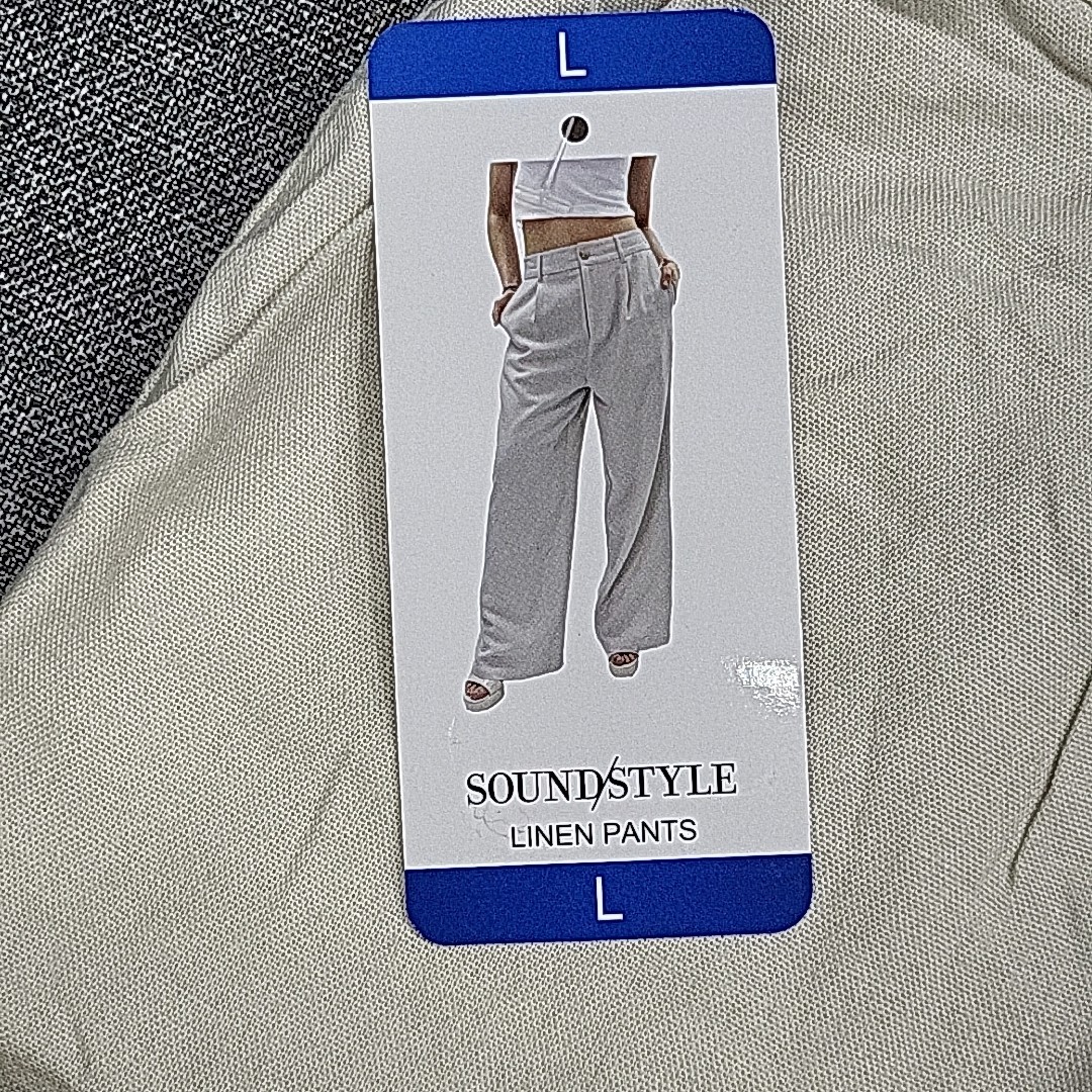 Sound Style Womens Dressy Button Zip Fly Linen Pants w Pockets Large Size Tan