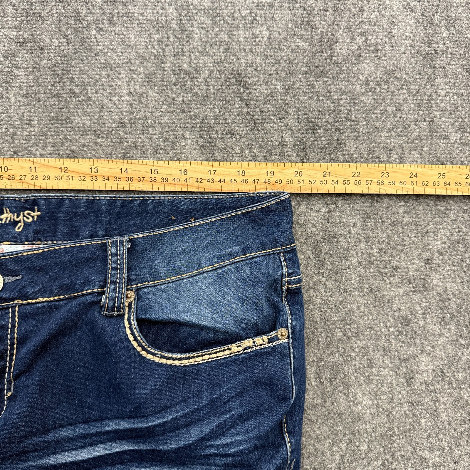 Amethyst Bootcut Jeans Womens 18 Stretch Blue Denim Flap Pocket Y2K Mid Rise