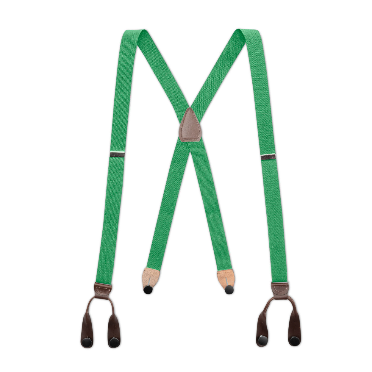 Men’s Suspenders – Button-On with Leather Ears and Goldtone Metal, USA Made