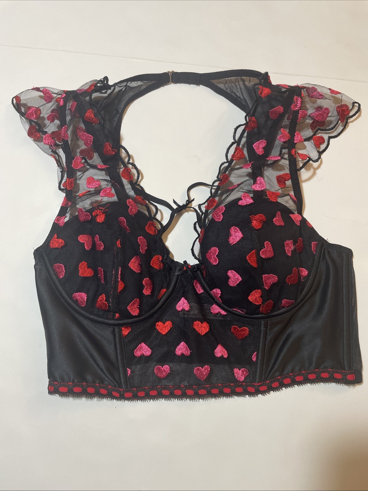 Victoria’s Secret NWT Embroidered Heart Corset Top S – Lightly Lined Cap Sleeve