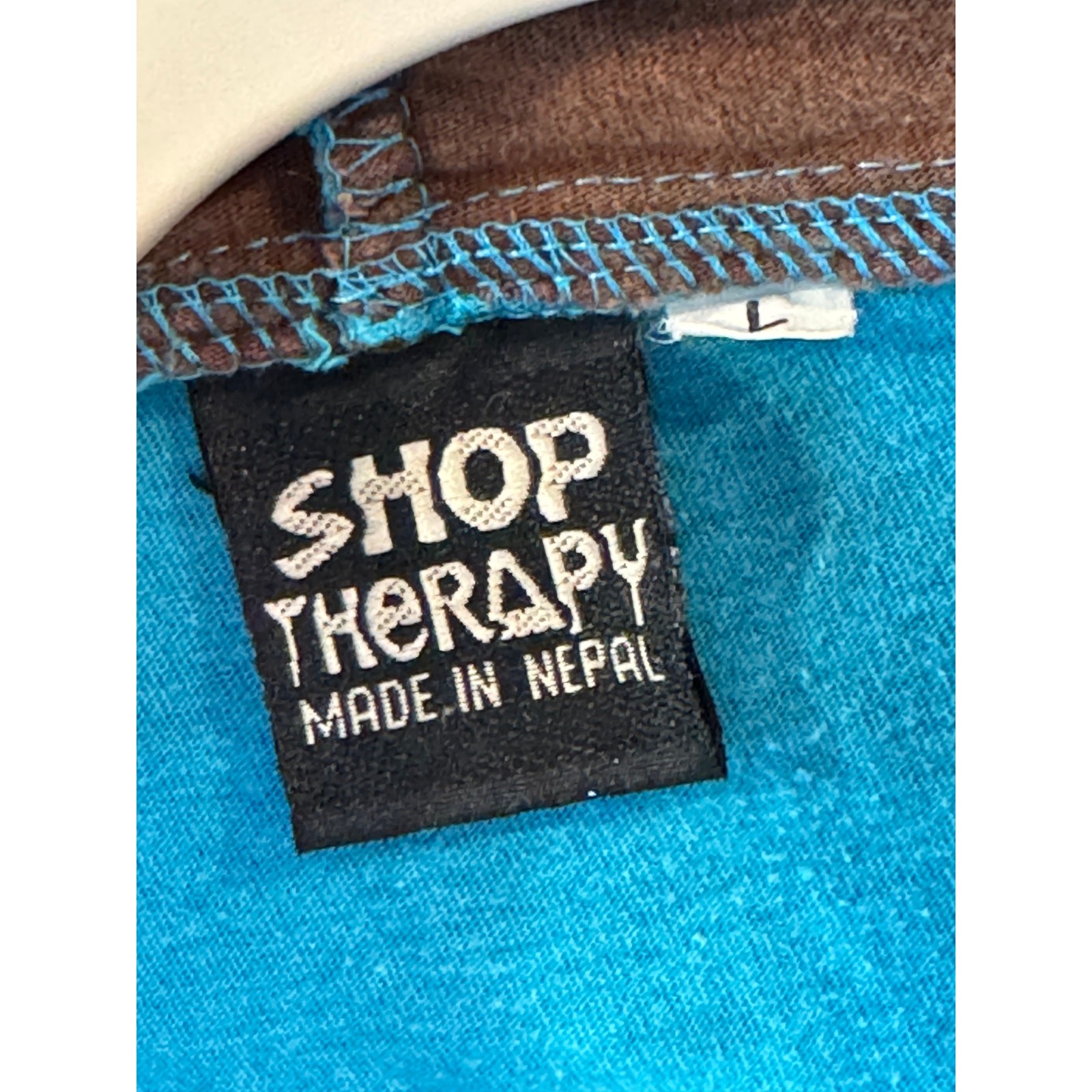 Shop Therapy Blue Brown Hippie Patchwork Full Zip Hoodie Swirl Peace Sign Sz Lrg