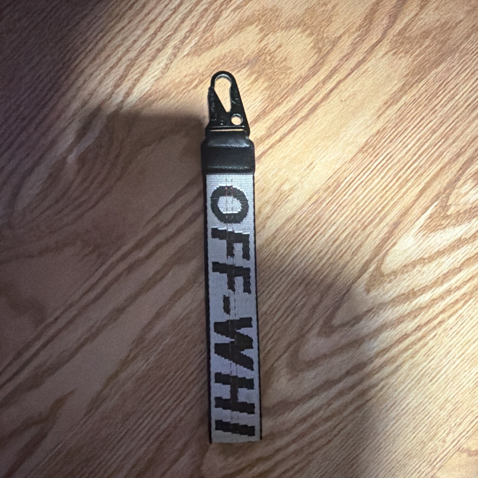 Off-White Gray/Black Logo Nylon Key Chain Strap w/ Metal Carabiner Clip