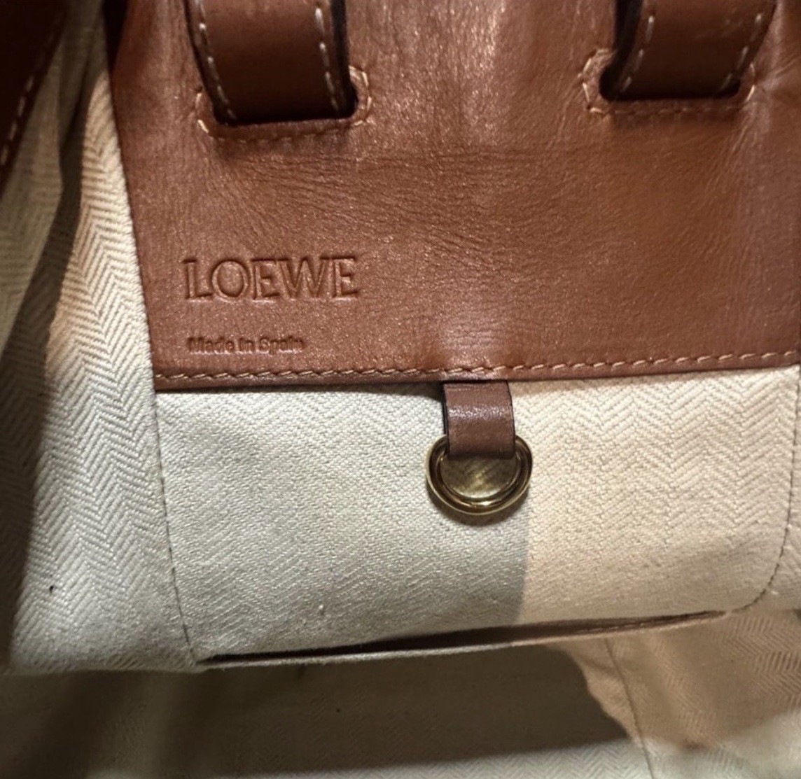 Loewe Two Tone Brown Mini Hammock Bag Auth Convertible 2way Carry