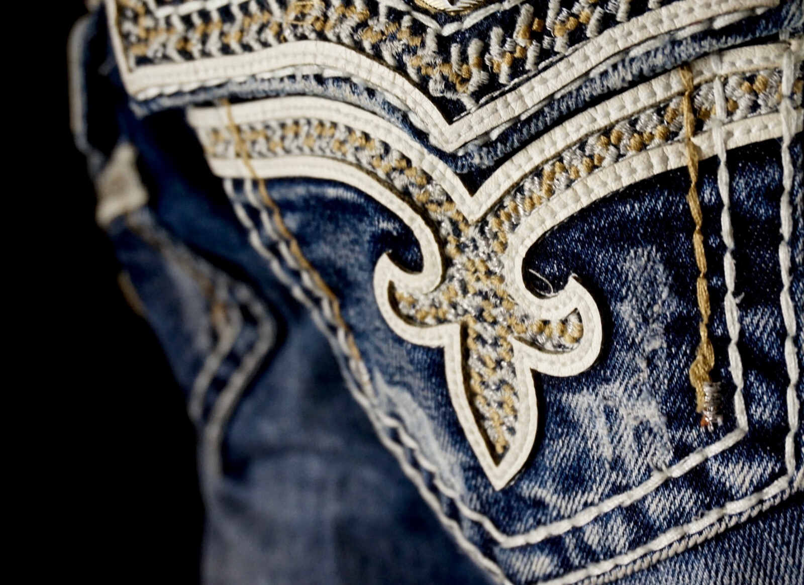 $180 Buckle Rock Revival Jeans “Kai” Leather Inserts Pockets Skinny 30 X 31