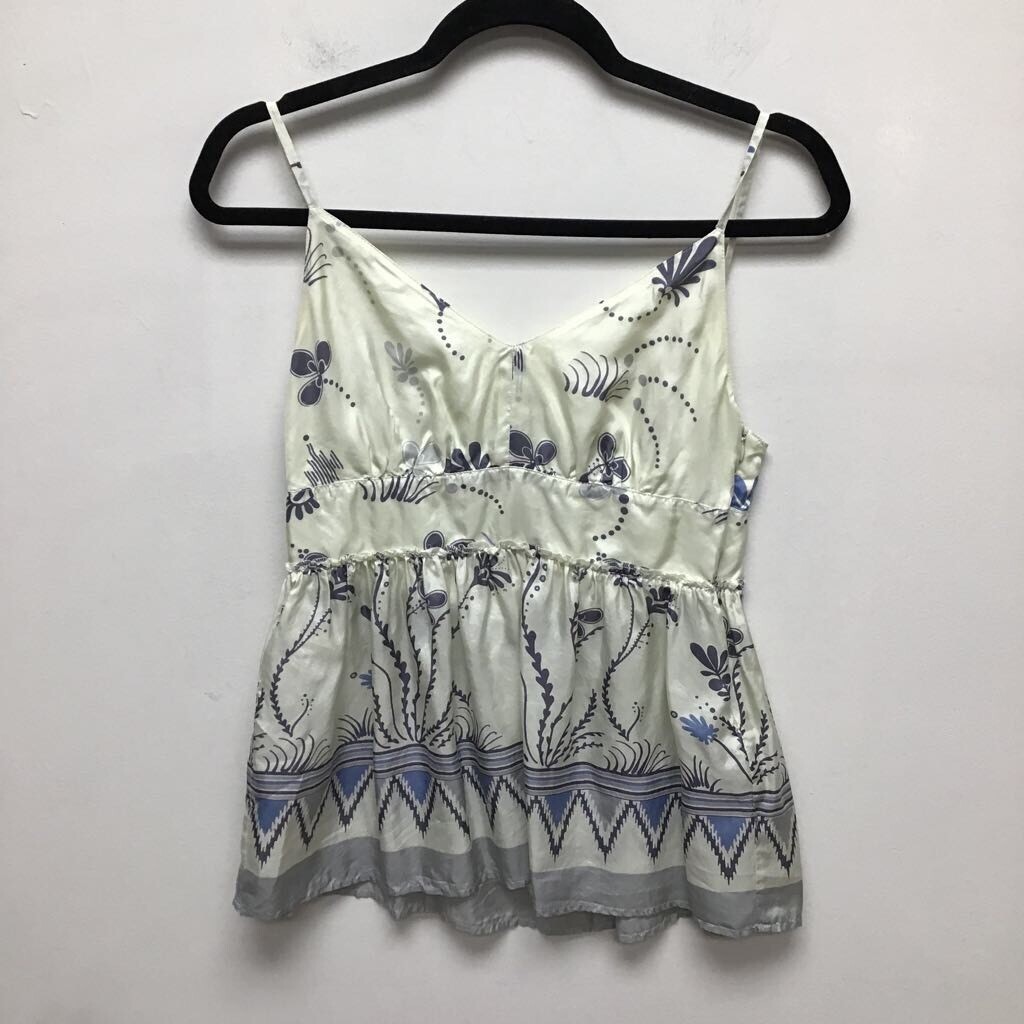 See By Chloe Womens Camisole Cami Top Beige Floral Sleeveless V Neck Ruffles 4