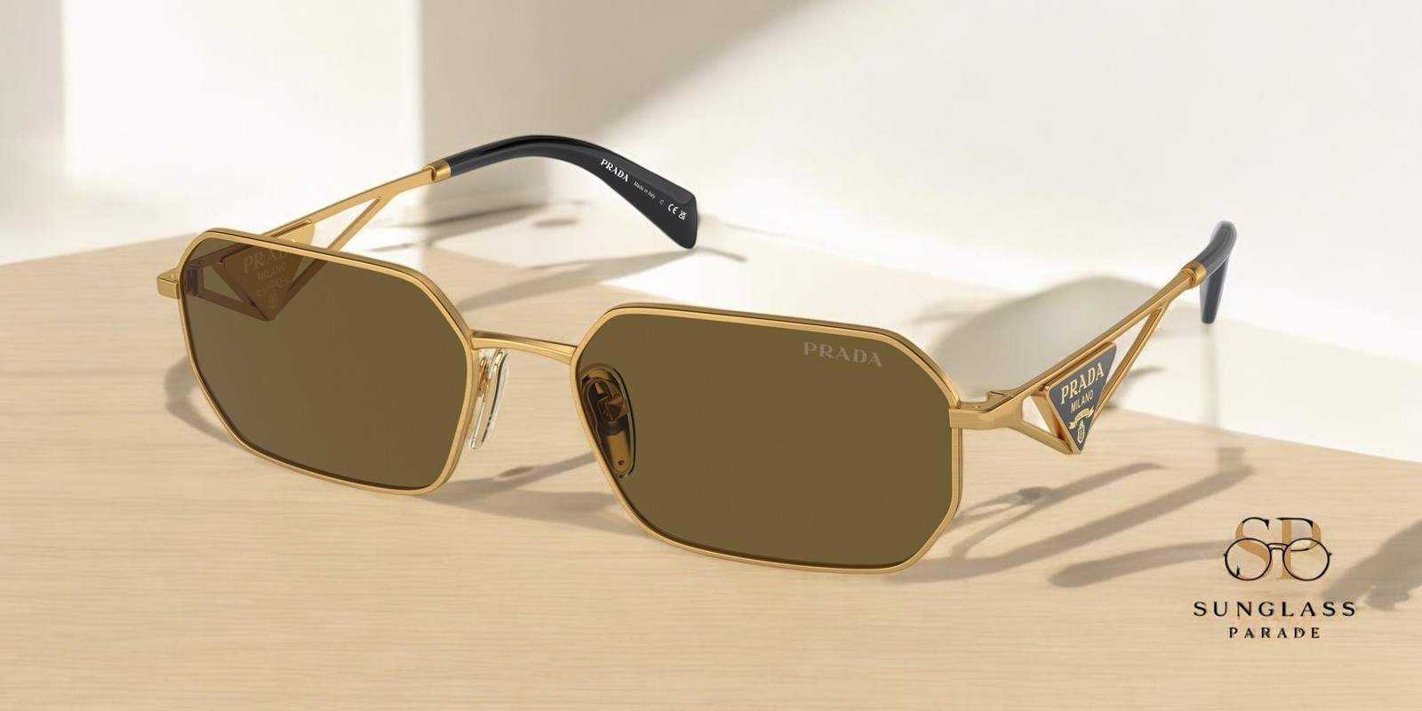 PRADA PR A51S 15N01T Matte Gold Dark Brown 58 mm Women’s Sunglasses