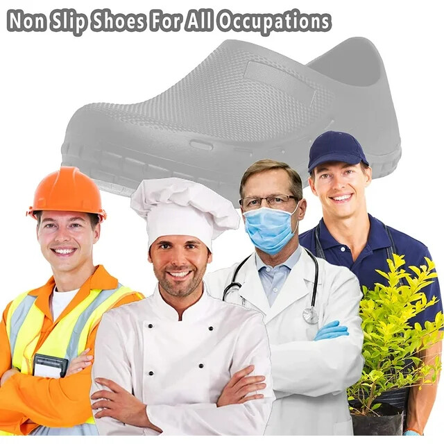 Men Non Slip Work Shoes Waterproof Chef Shoes For Restaurant Oil Resistant Clogs