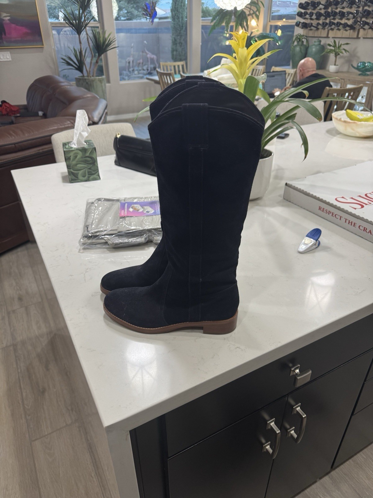 Via Spiga Women’s Knee High Navy Blue Suede Boots
