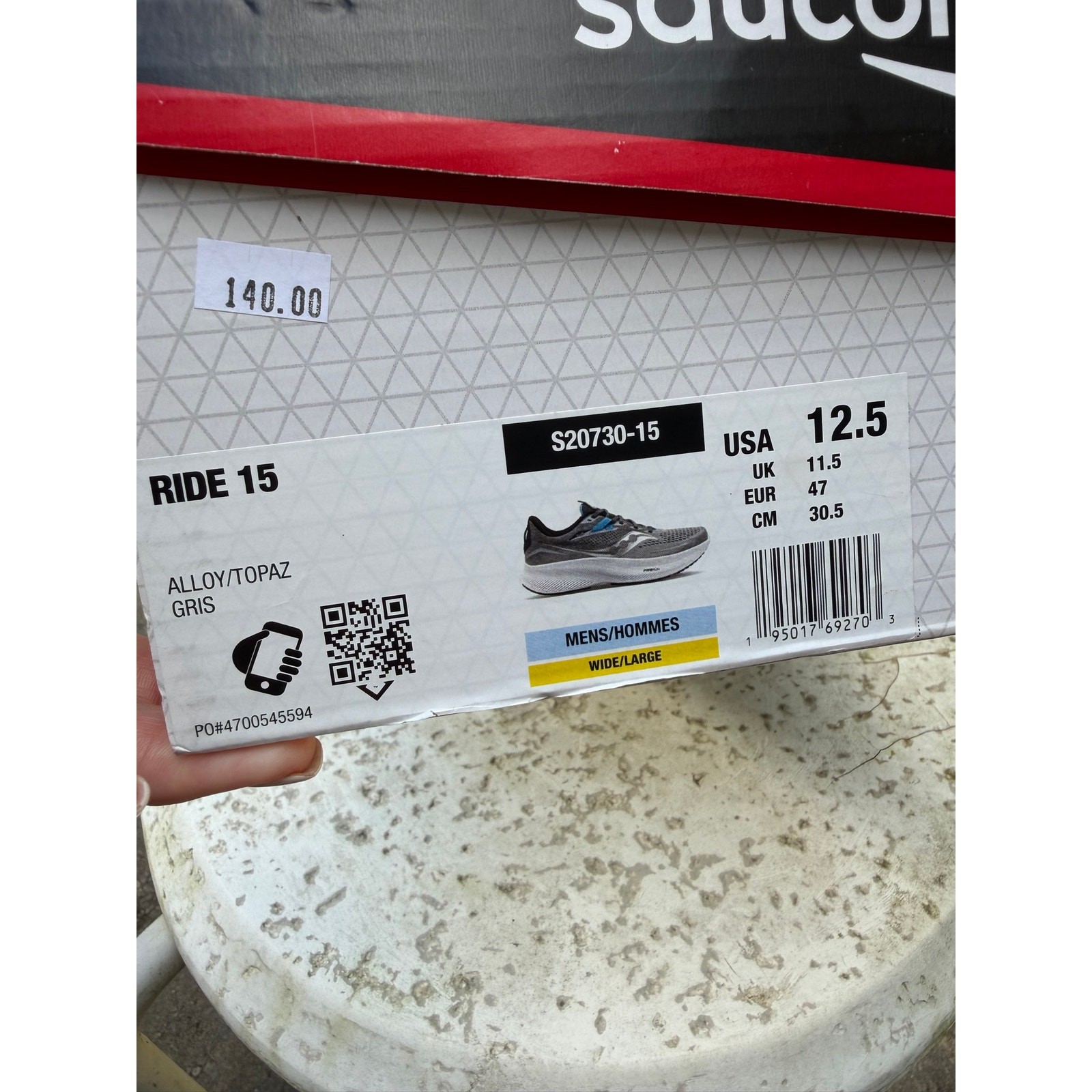 NEW Saucony Ride 15 Men’s 12.5 Running Shoes Gray Blue PWRRUN Road Runner