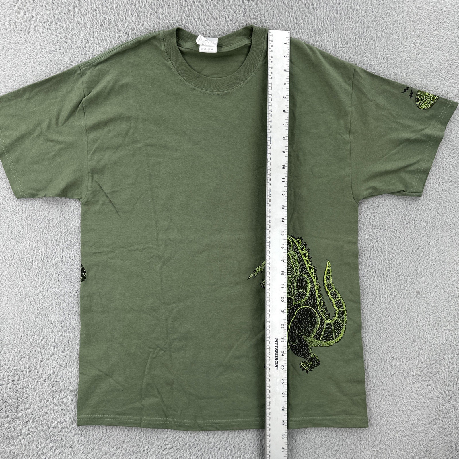 Vintage Hanes Beefy-T Mens L Green Shirt Y2K Art Tee Godzilla King Kong Graphic
