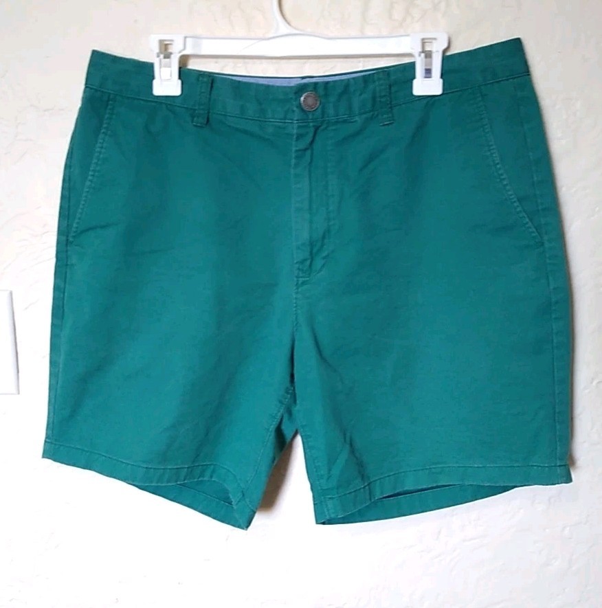 Bonobos Chino Shorts Men’s 34 Cotton Blend Green Teal Athletic Zip Fly Summer