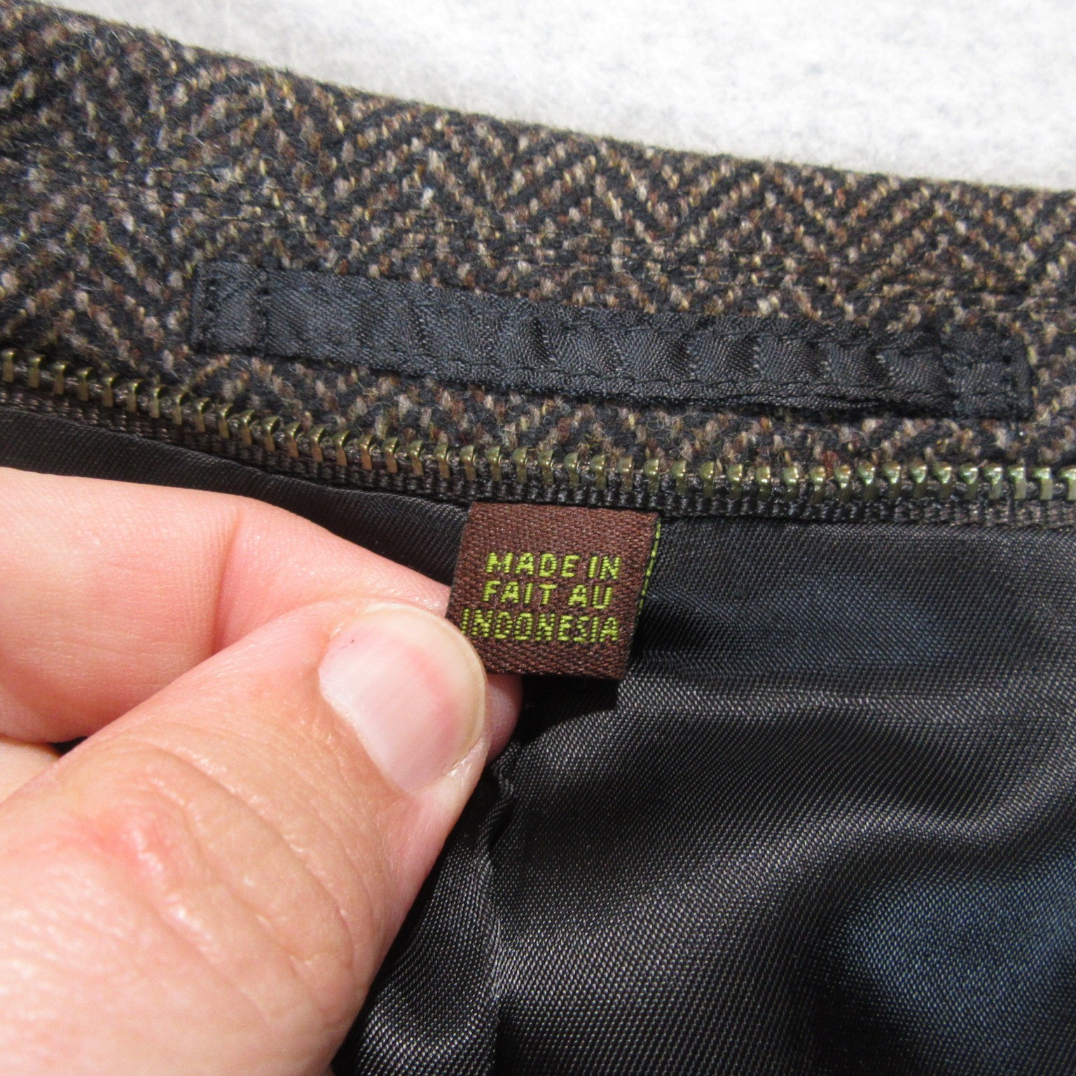 Kroon Tweed Sport Coat 46L 3 Button Brown Herringbone Throat Latch Double Vent