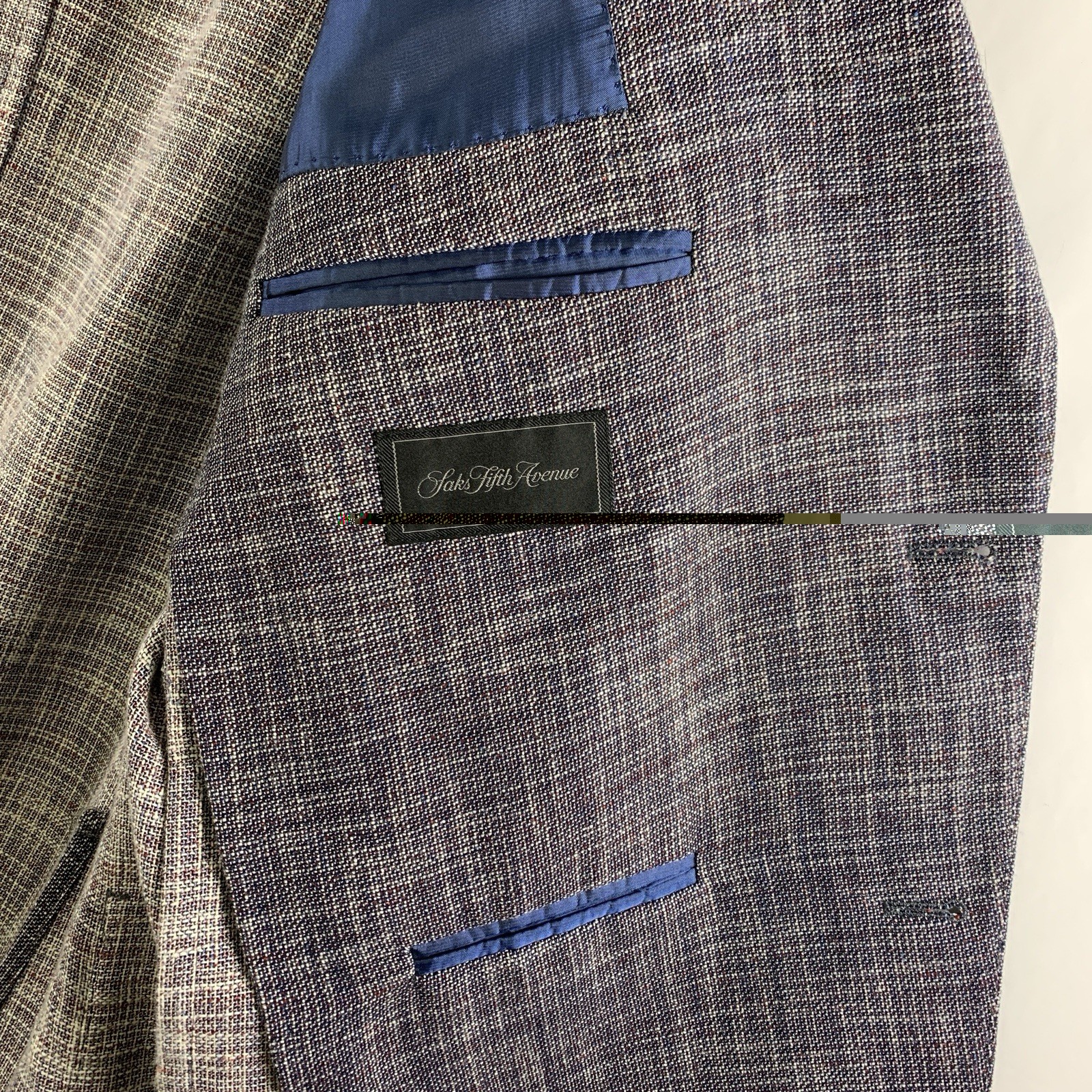 Mens Unstructured Hopsack Sport Coat 46R Summer Wool Linen Cotton Patch Pocket