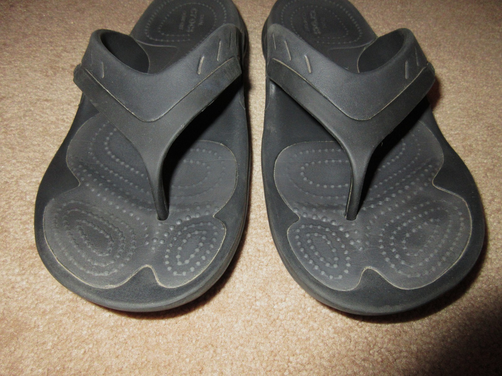 Crocs Dual Comfort Modi Sport Slip On Thong Flip Flops Sandals Black W 9 M 7