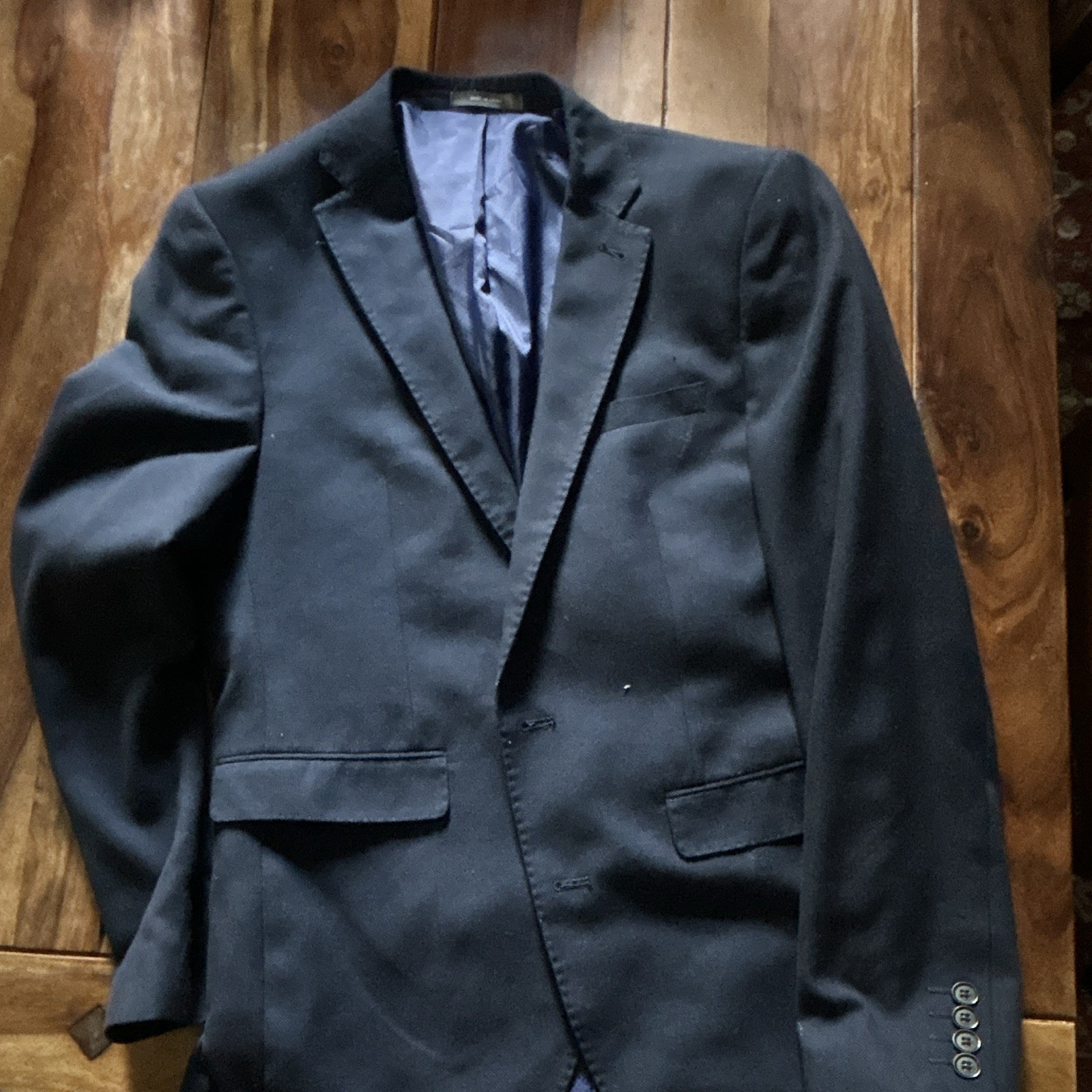 Primark Men’s Black Solid Blazer Jacket 38 Regular Fit Notch Lapel 4-Button