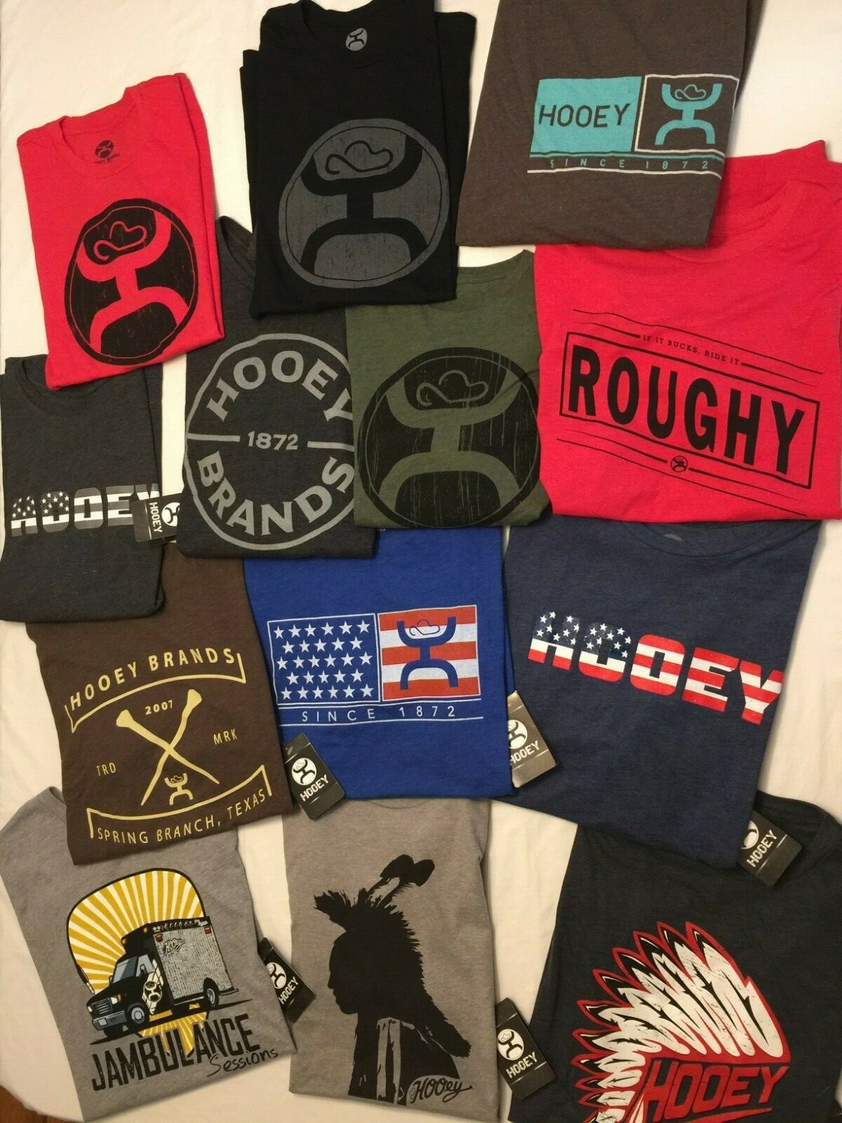 NWT NEW Hooey T Shirt Tee Shirt Crew Neck Brown Blue Gray Black Multiple Option