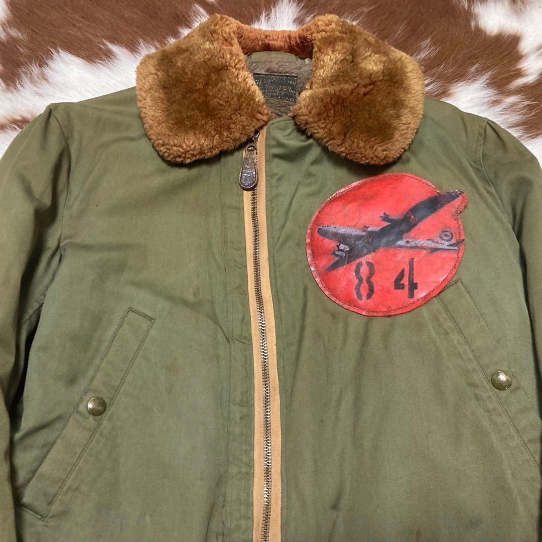 USAAF 40s Vintage B-15 Flight Jacket Hand Paint Military Size 40 Men’s Outer