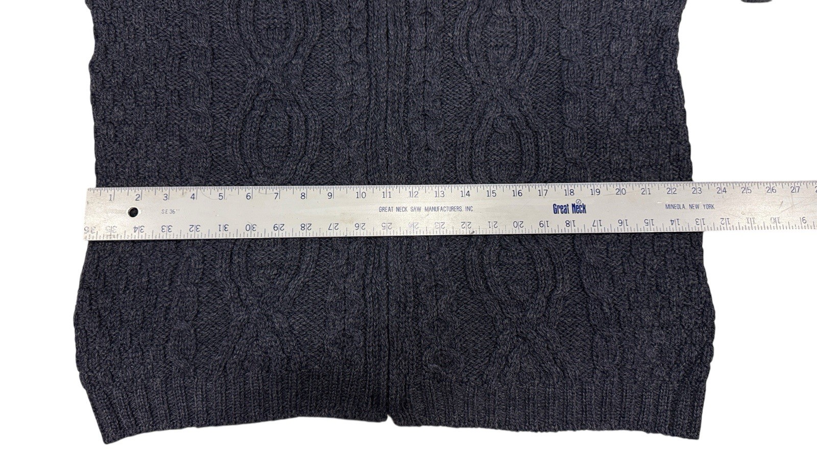 Aran Crafts Merino Wool Zip Cardigan Sweater Ireland Cable Knit XL New Navy