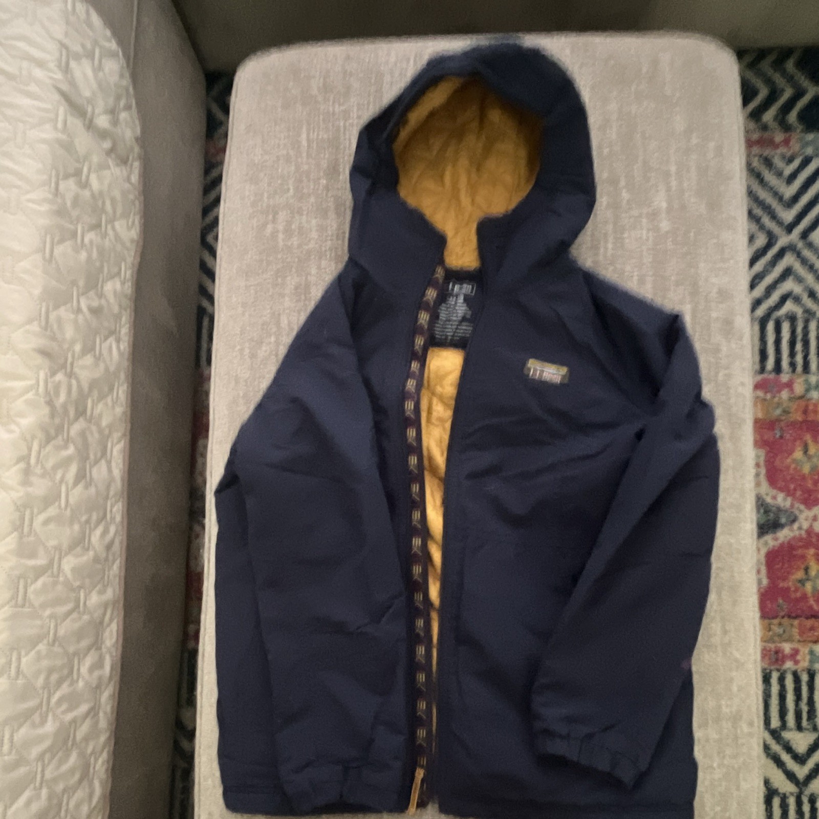 L.L.Bean Kids Blue Hooded Insulated Full Zip Quilted Nylon Jacket L 14-16