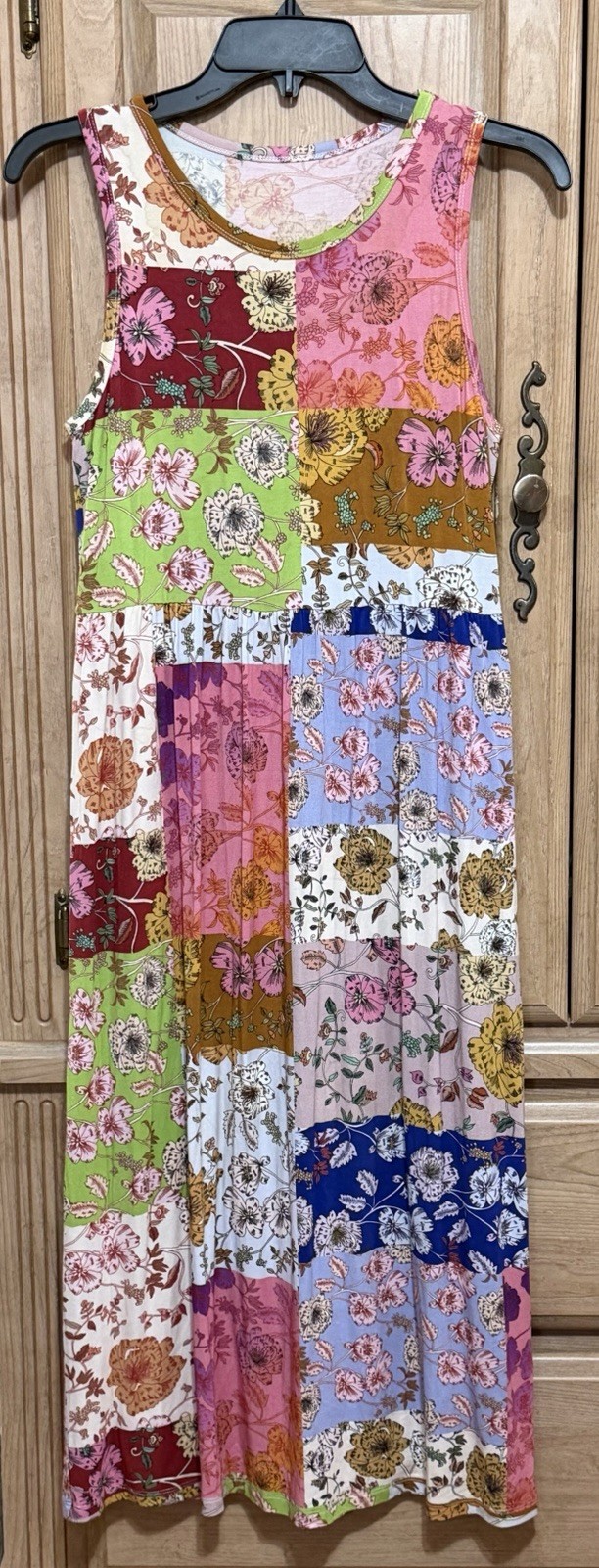 JOHNNY WAS Cosmo Easy Fit Floral Patchwork Midi Dress Women’s XS Boho Bohemian