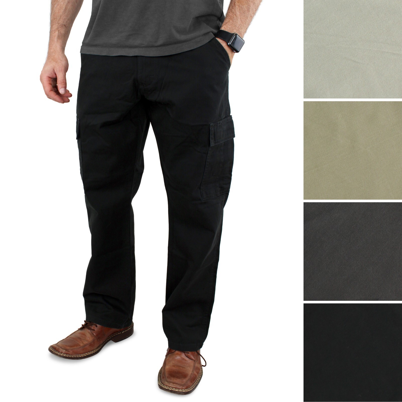 Wrangler Authentics Men’s Cargo Pants Regular Fit, Twill, 8-Pocket, L & R Tech