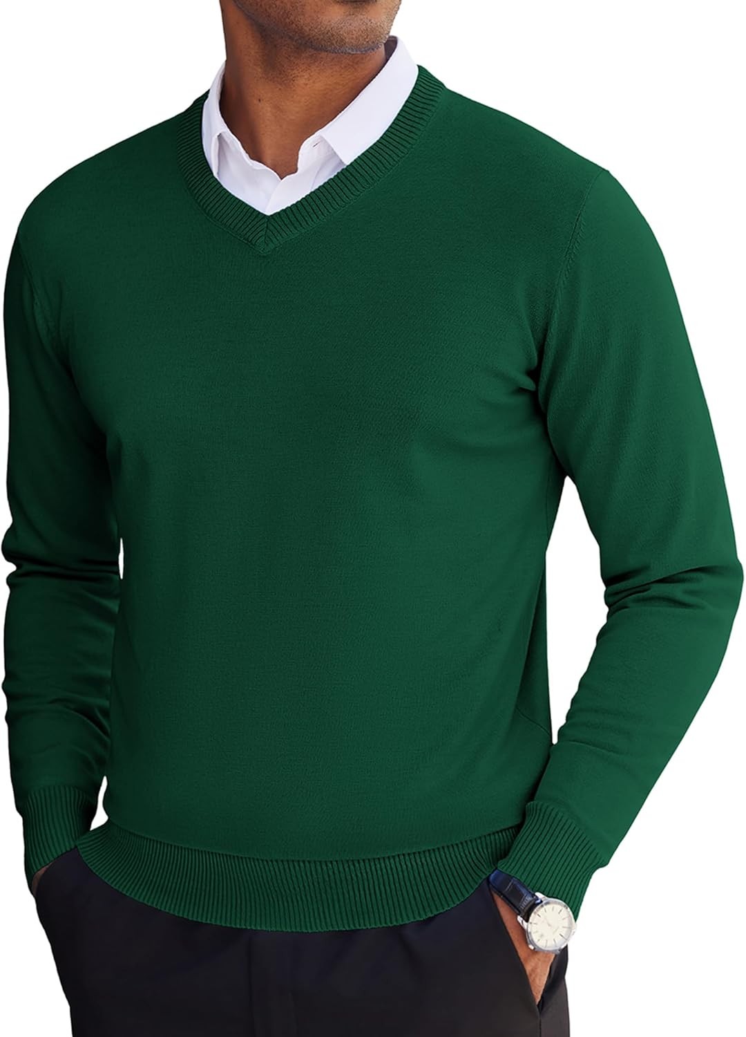 Men’s Lightweight Knitted V Neck Pullover Sweater Casual Soft Comfortable Fall