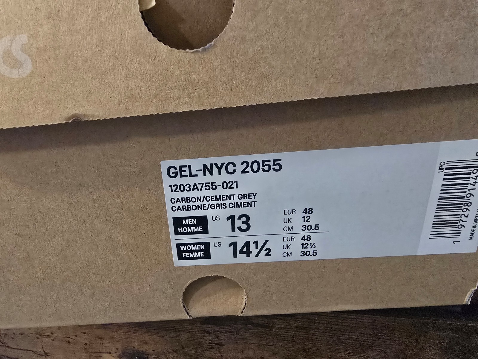 ASICS GEL-NYC 2055 1203A755 021 Carbon Cement Grey Sports Style Shoes Size 13 US