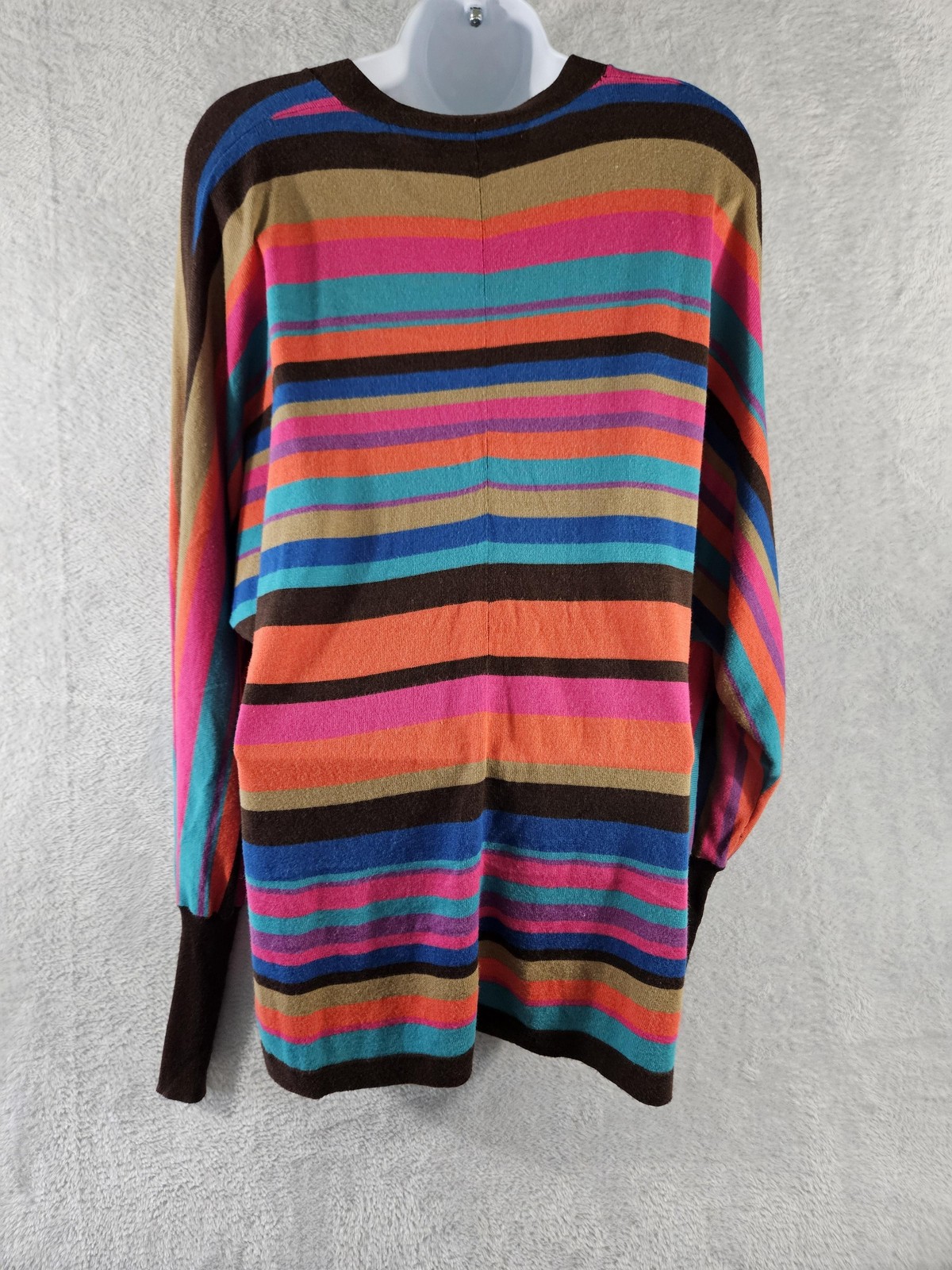 Trina Turk Sweater Med Womens Striped Button Cardigan Retro Batwing Art Viscose